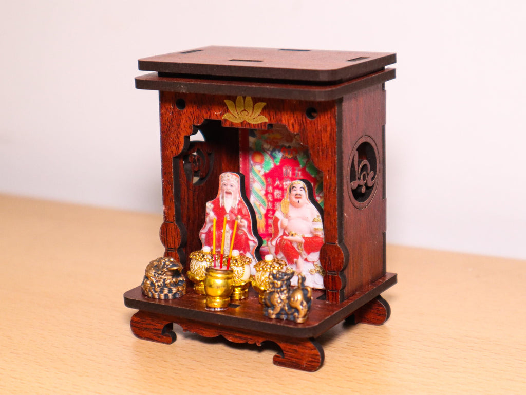 Miniature Vietnamese Altar of Earth and Wealth God: Collectible Lucky Decor