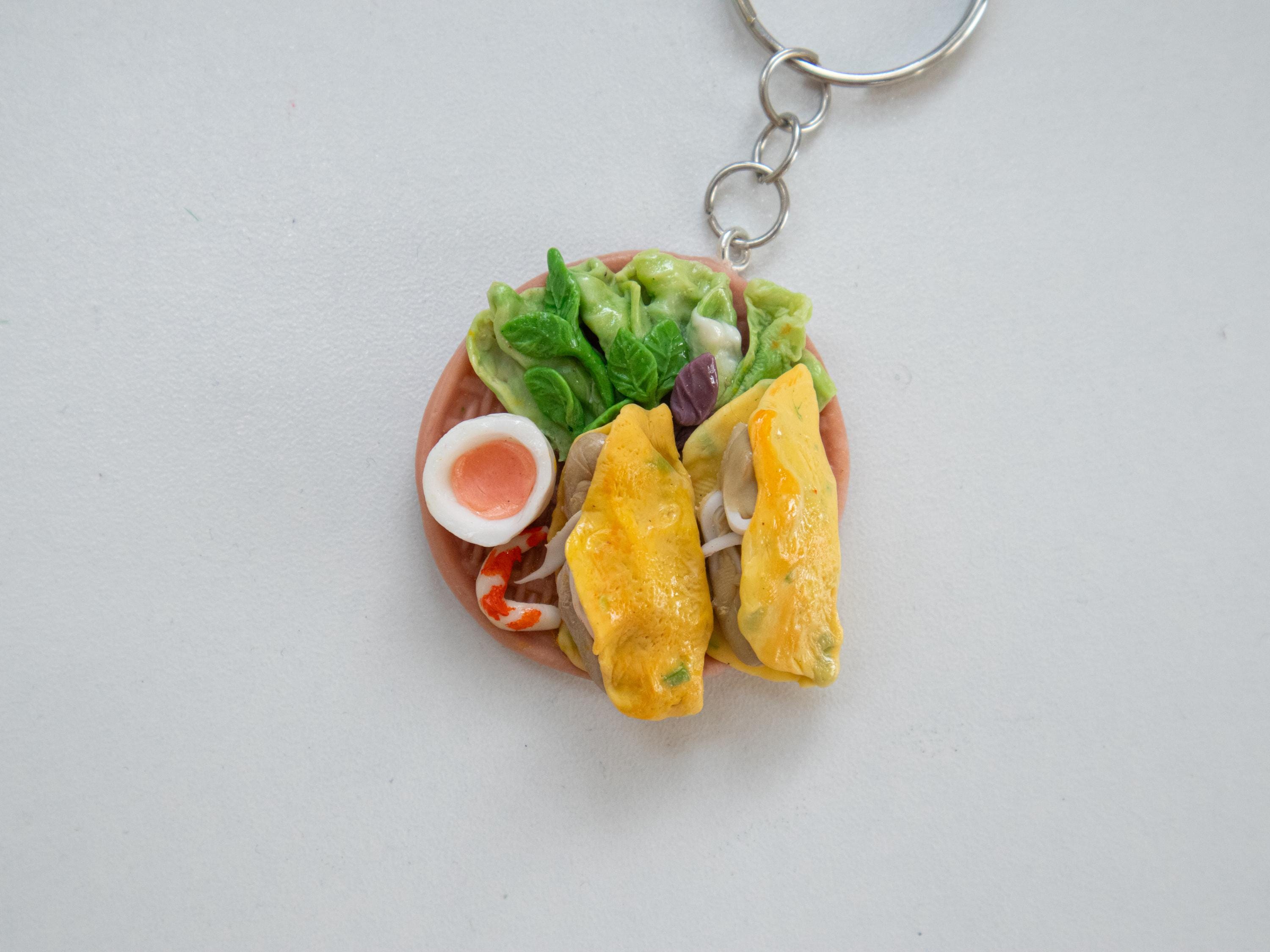 Handmade Bánh Xèo Keychain: Miniature Vietnamese Pancake Charm