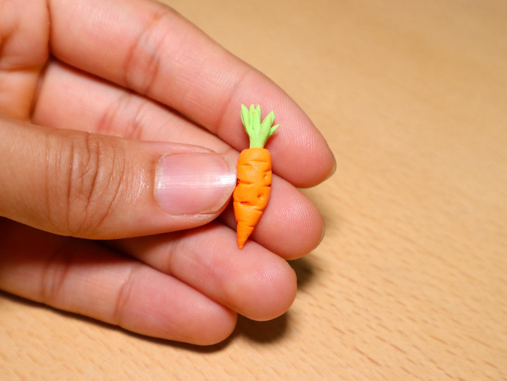 Handmade Miniature Clay Carrots: Dollhouse Mini Food (Set of 2)