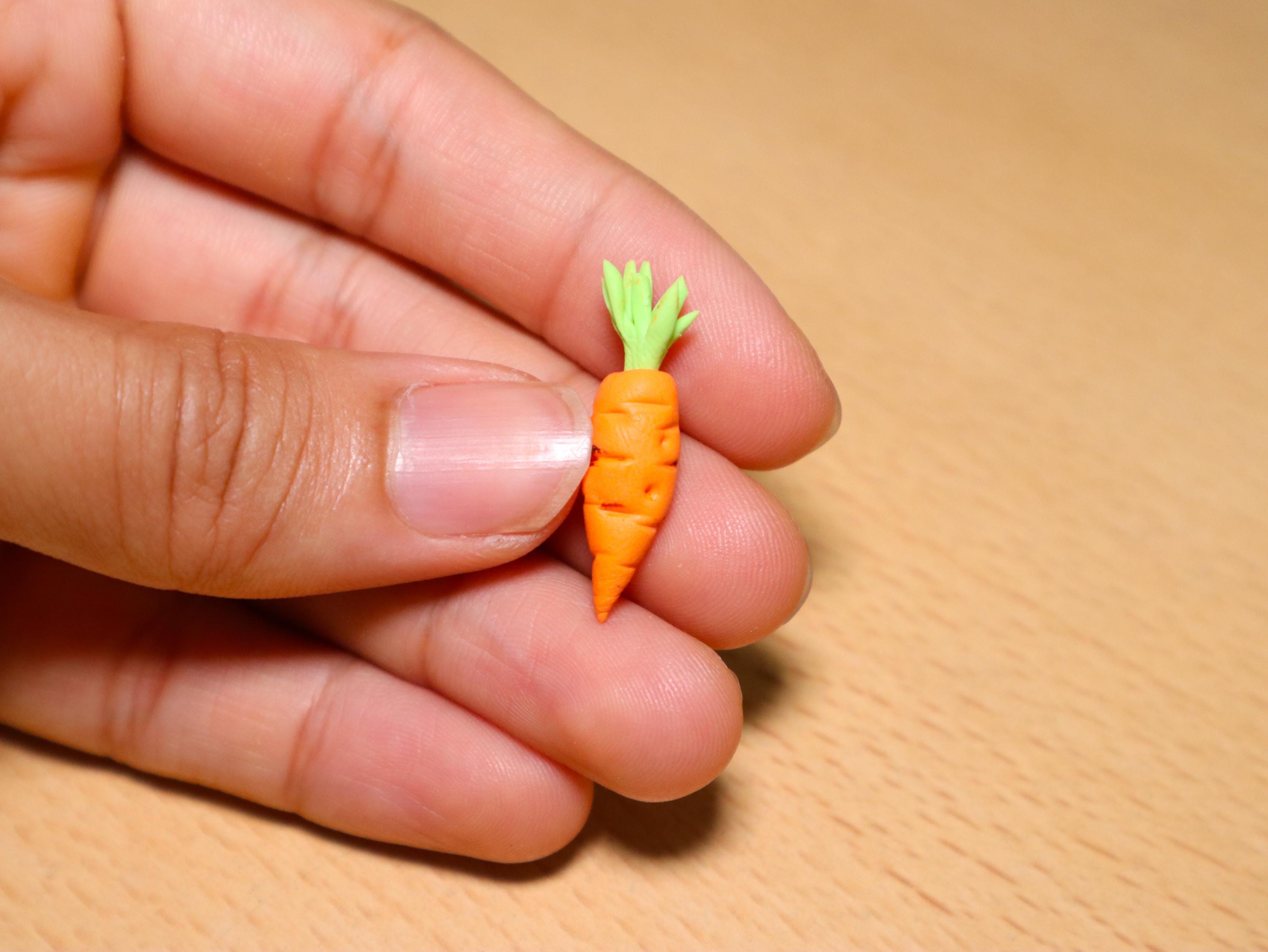Handmade Miniature Clay Carrots: Dollhouse Mini Food (Set of 2)