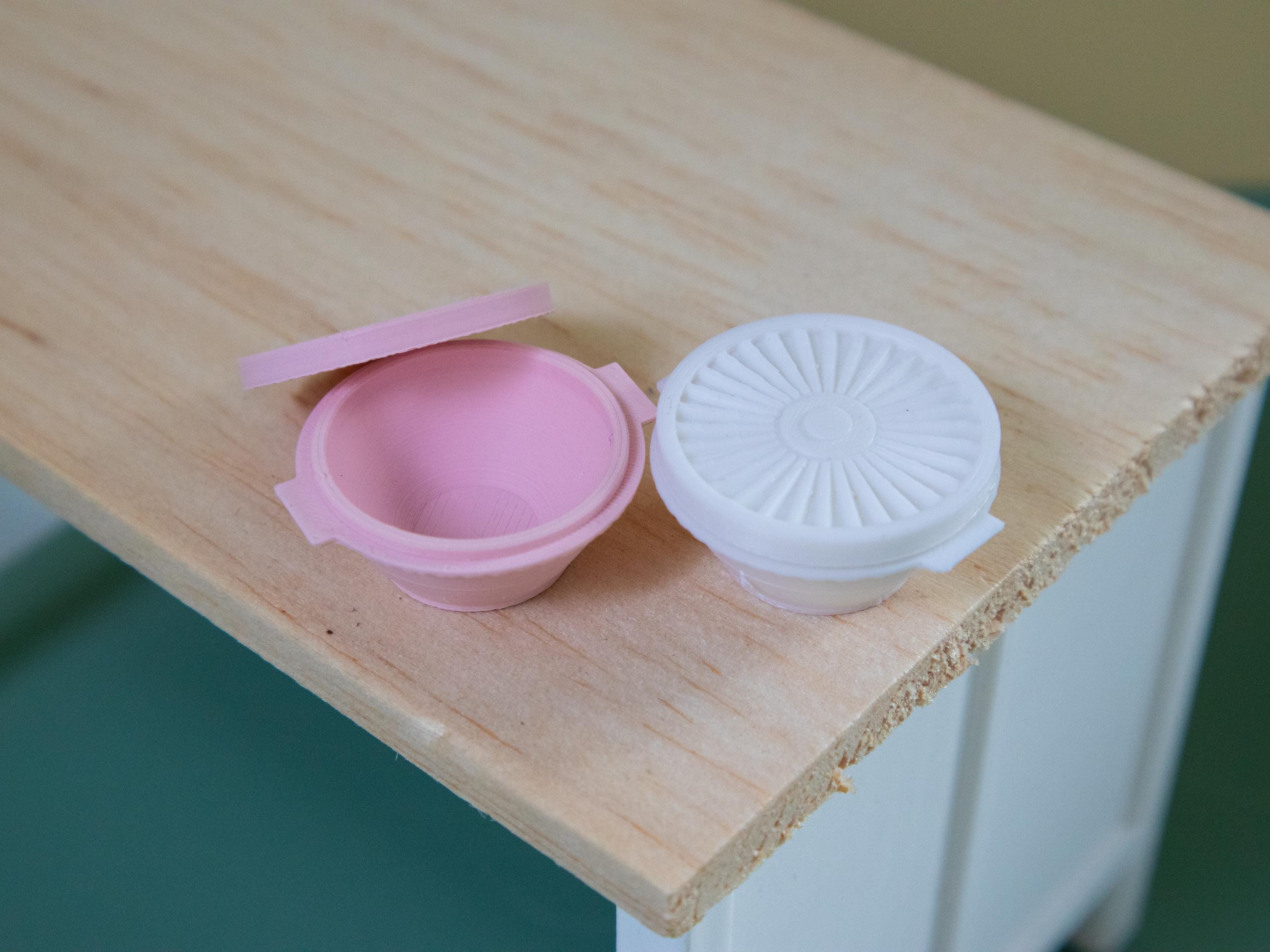 Miniature Tupperware Vintage Bowls | Set of 6 | 1:6 Scale | Dollhouse Kitchenware | Miniature Kitchen Bowls