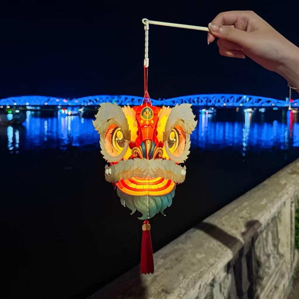 Vietnamese Lion Dance Lantern: Mid-Autumn Festival LED Decor