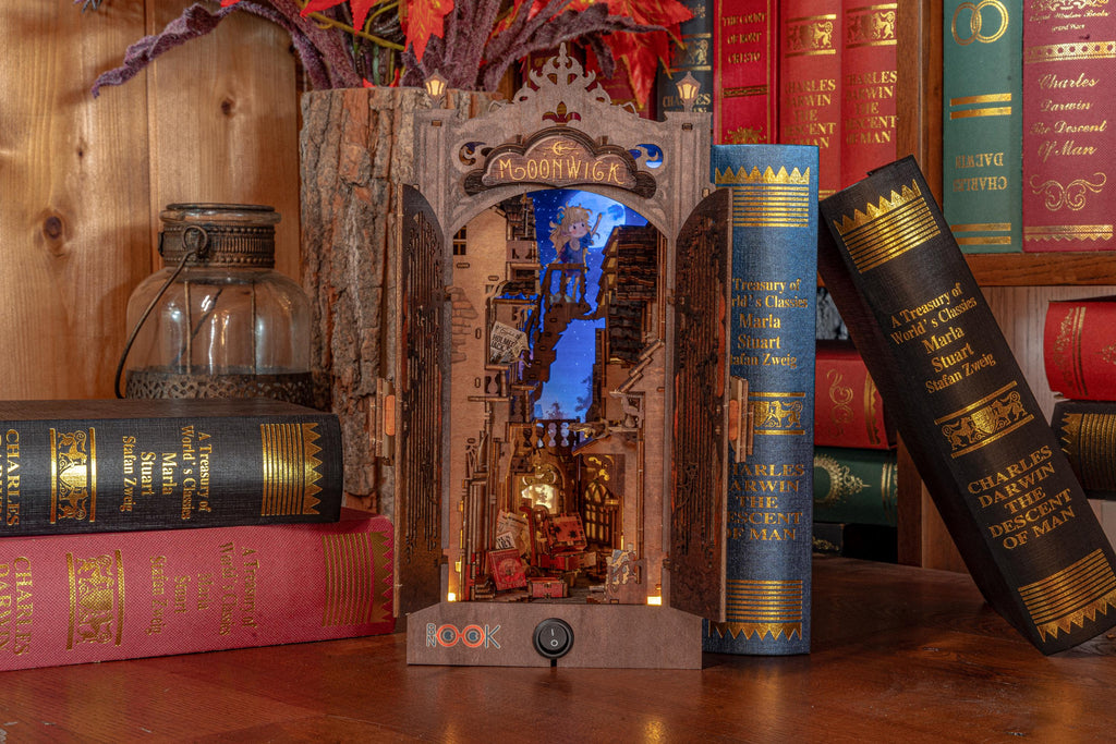 Moonwick City Book Nook DIY Kit: Handmade Fantasy Diorama with LED Lights