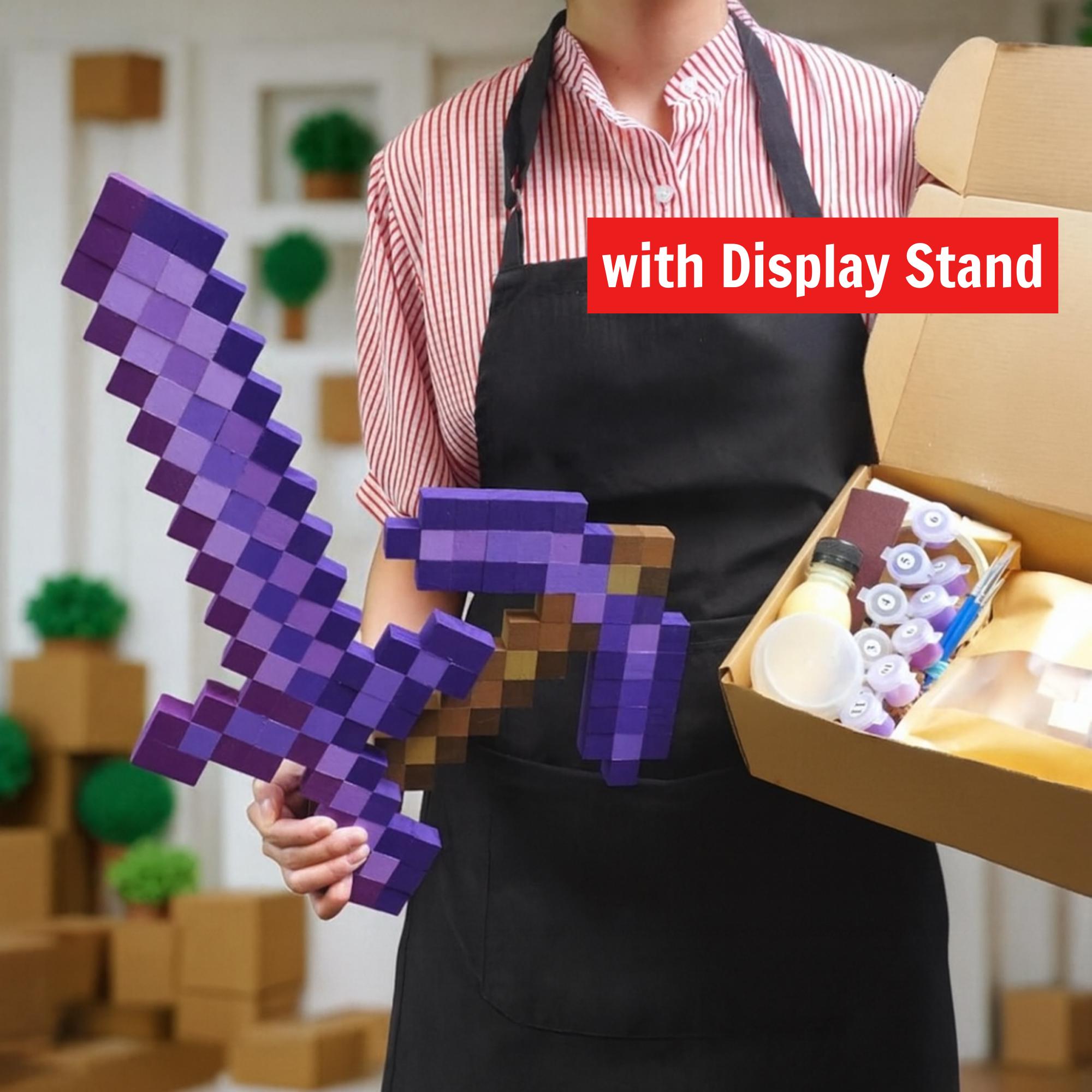 Minecraft Weapon DIY Craft Kit |  Build & Paint Sword, Axe, Pickaxe, Shovel | Wooden STEAM Toy | Handmade Gift for Kids and Adults