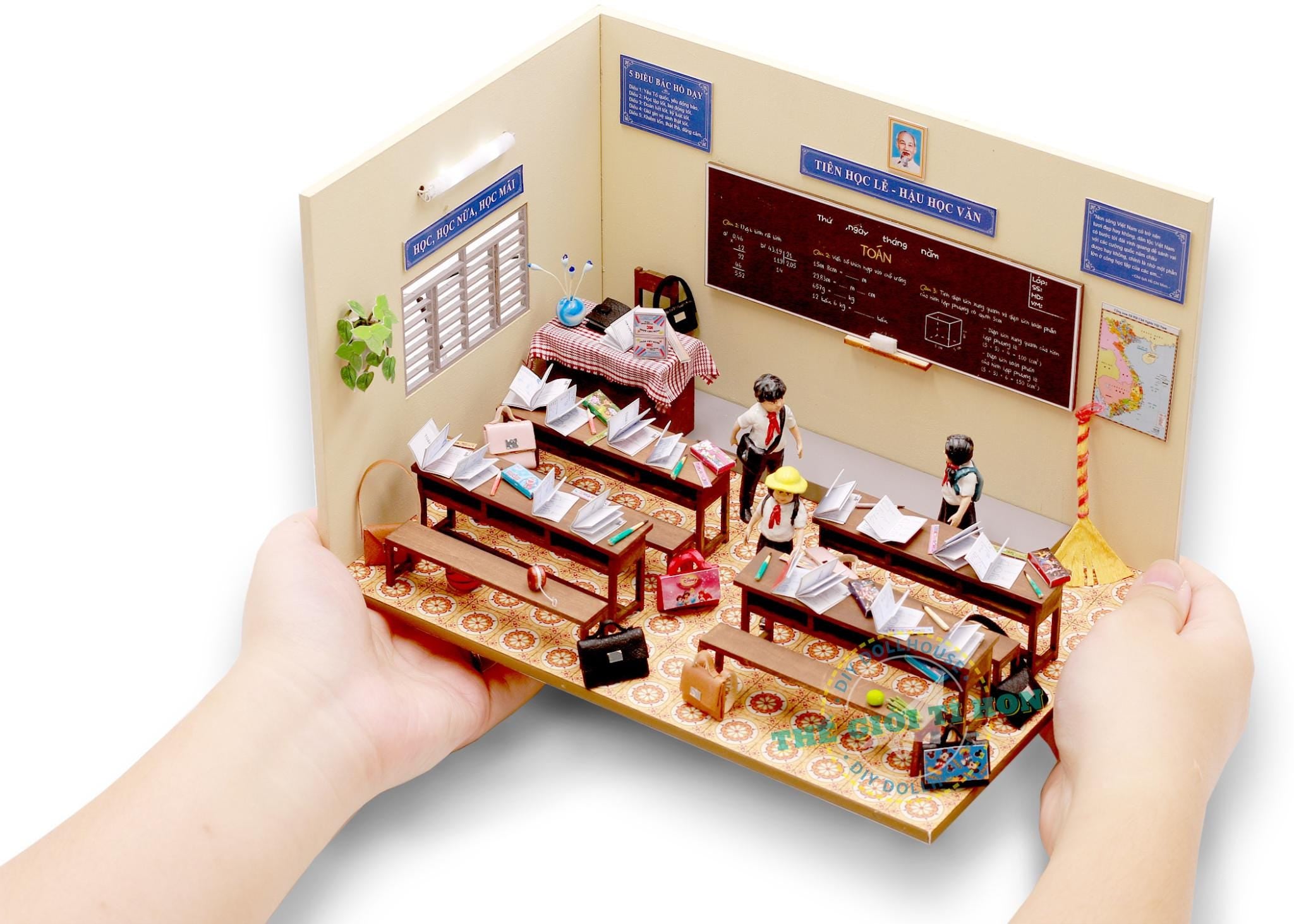 Miniature Vietnamese Classroom DIY Kit: Dollhouse Diorama