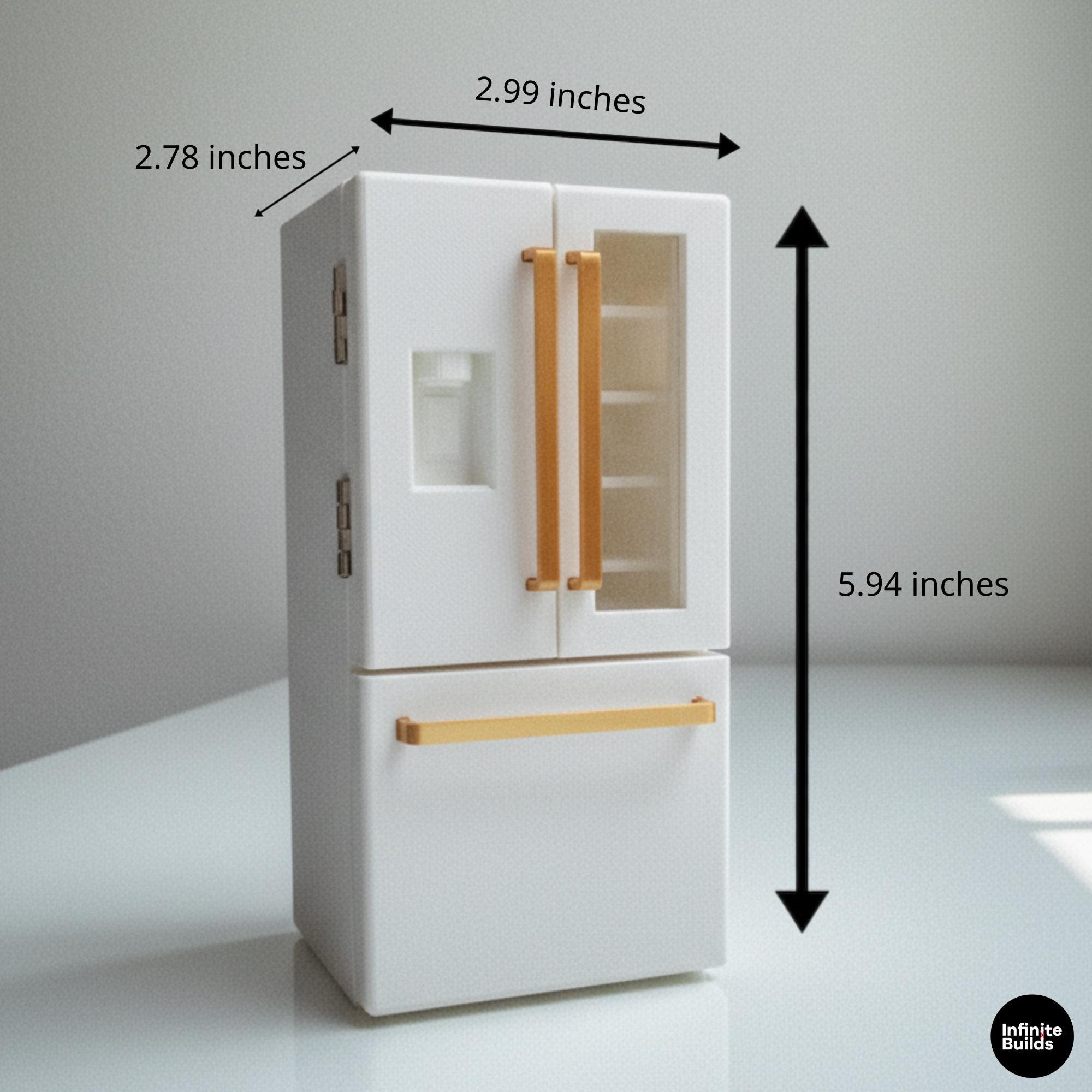 Double Door Mini Fridge 1:12 | 3D Printed Dollhouse Refrigerator | Mini Kitchen Decor | Modern Mini Furniture | Gift for Collectors