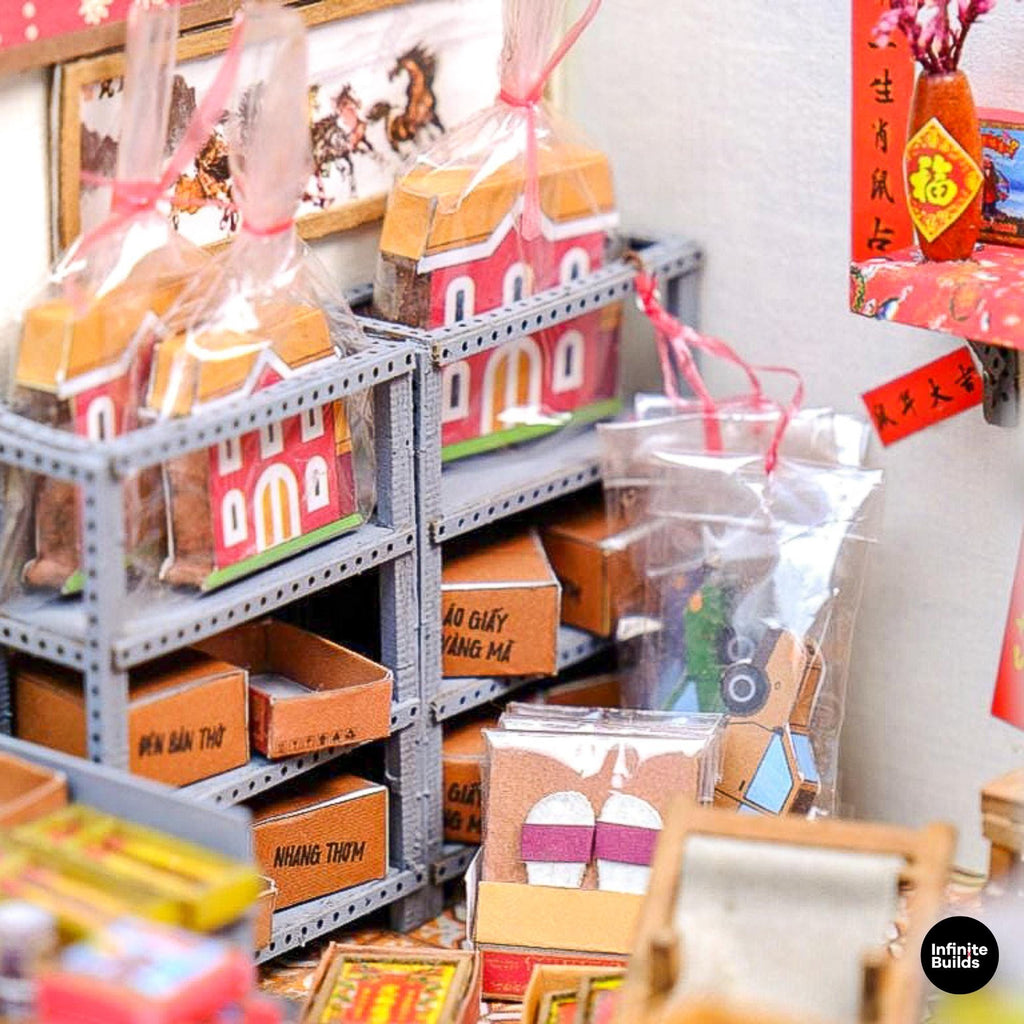 Vietnamese Spirit Money Store Miniature Diorama | Old Saigon Joss Paper Shop | Handmade Vietnam | 1:12 Scale DIY Kit