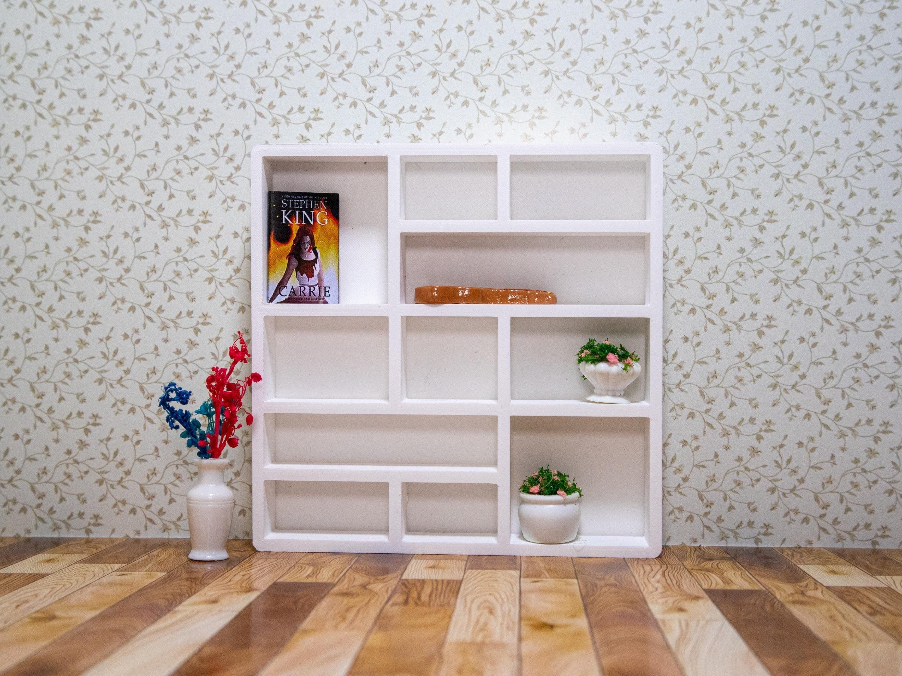 Miniature 1:12 Multi-tiered Shelf | Set of 2 | Dollhouse Shelf | Miniature Bookshelf | Mini Shelf for Decor | Customizable Colors