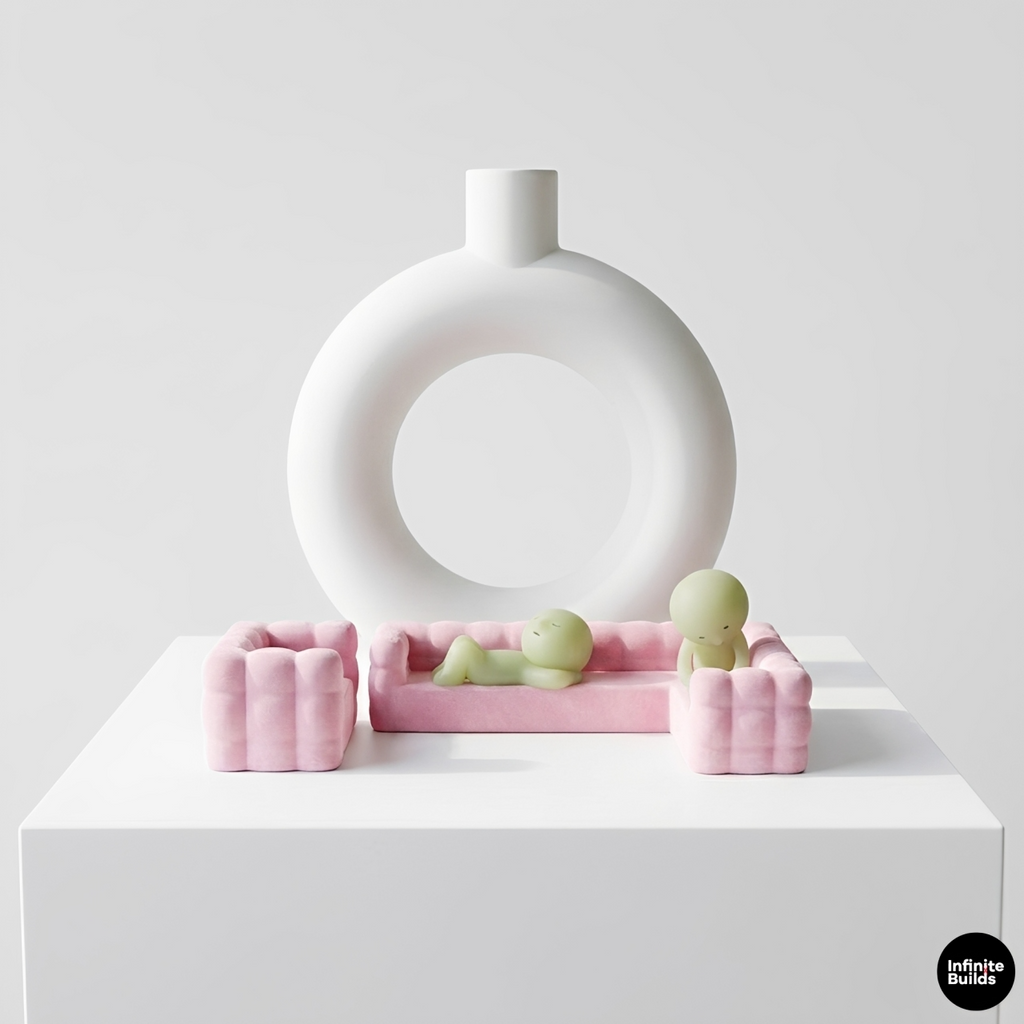 Mini Smiski Furniture Sofa & Bean Bag Set | Smiski Sofa Set Single & Long Couch | Desk Display Size | 3D Printed Decor | Cozy Minimal Style | Gift for Figure Collectors