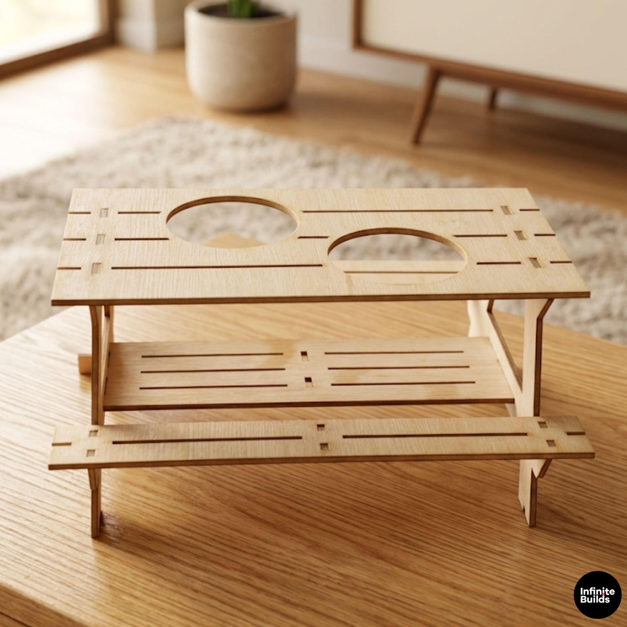 Wooden Picnic Table Drink Holder