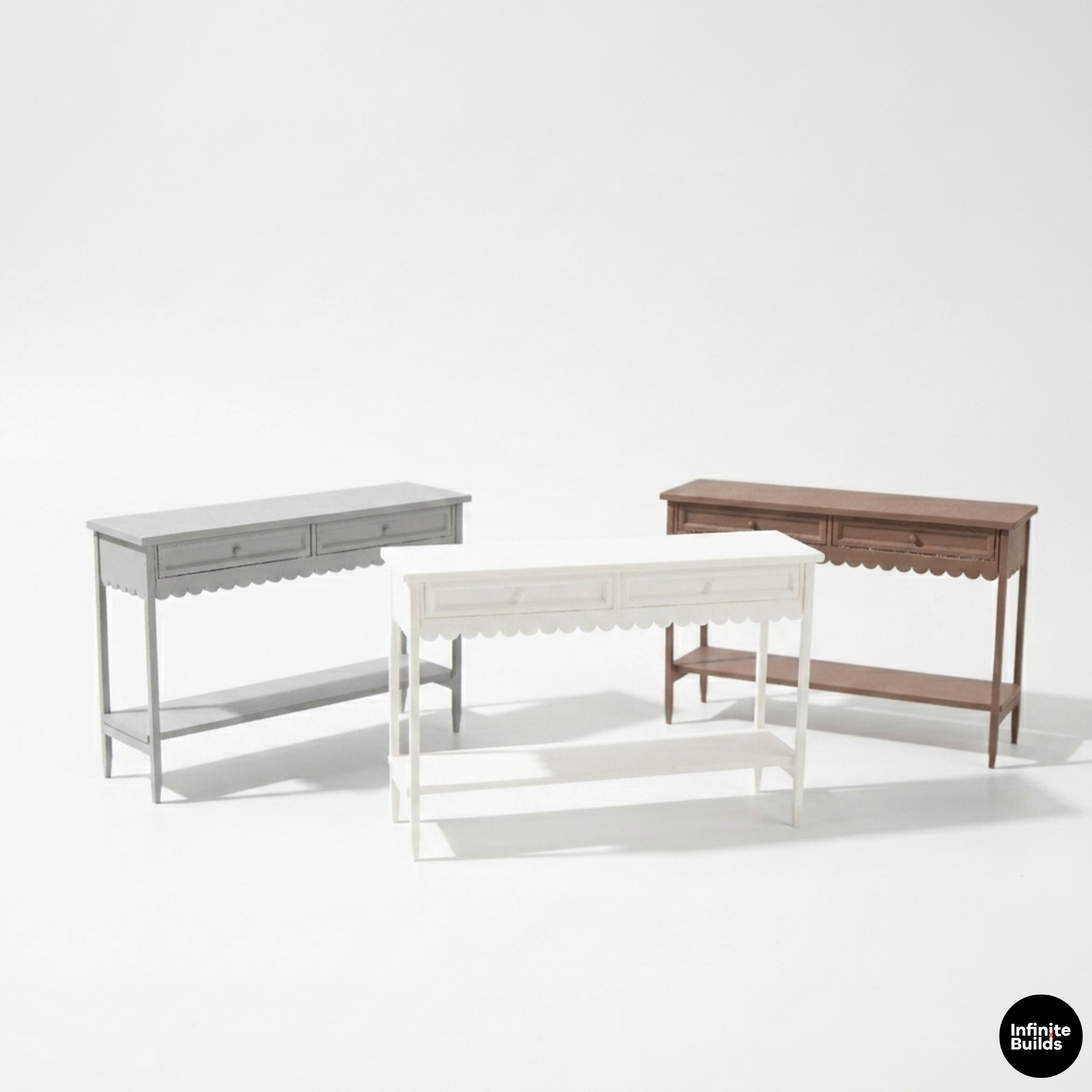 Miniature Console Table 1:12 Scale | Dollhouse Entry Table | Tiny Farmhouse Shelf Cabinet | Dollhouse Furniture Decor