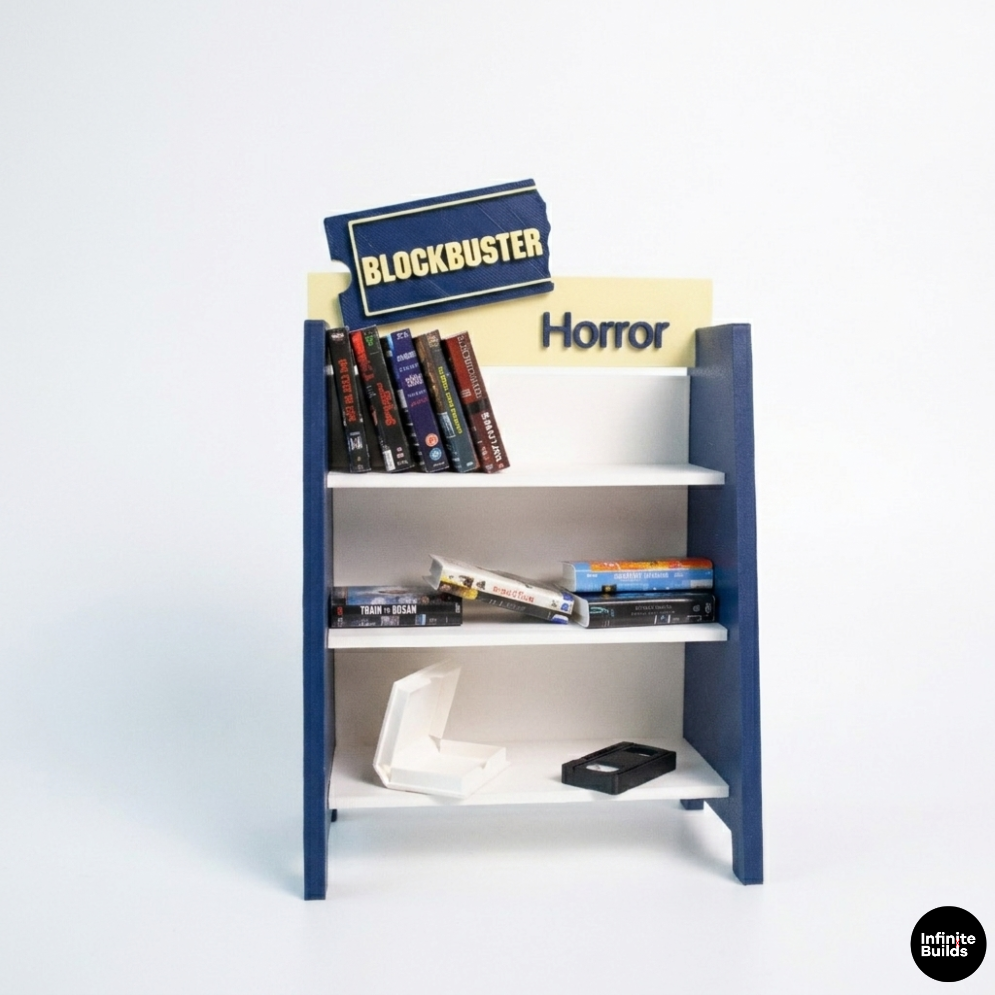 Mini VHS Display Shelf 1:12 | Retro Video Store Stand | Blockbuster Style Decor | Mini Movie Shelf | Collector Gift