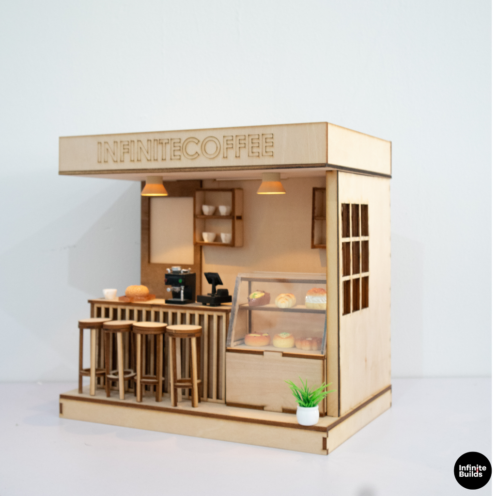 Infinite Coffee Laser Cut Wooden Miniature Kit 1:24