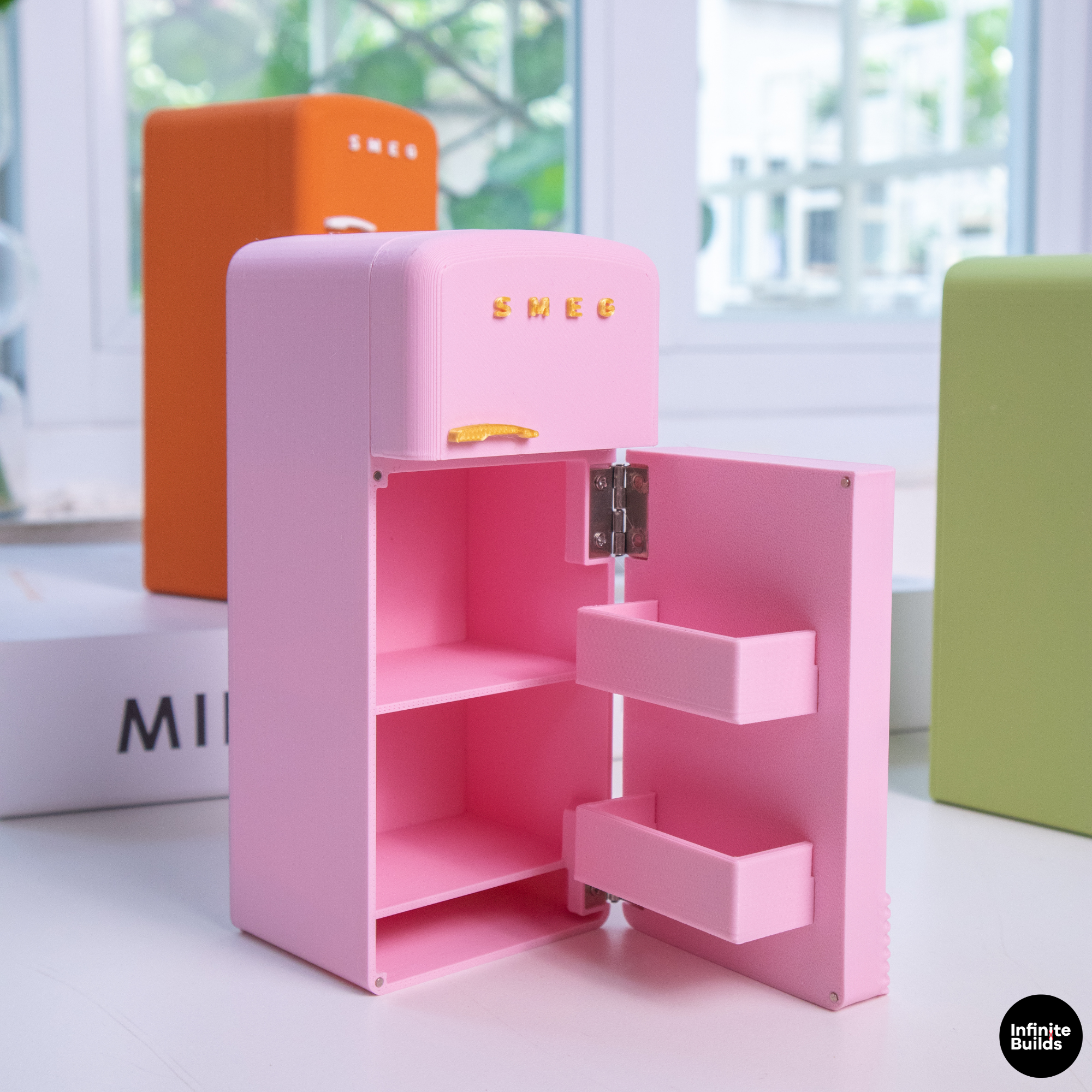 Mini Retro Fridge 1950 | Scale 1:12 | 3D Printed PLA | Dollhouse Decor | Sonny Angel Display Fridge | Cute Mini Furniture