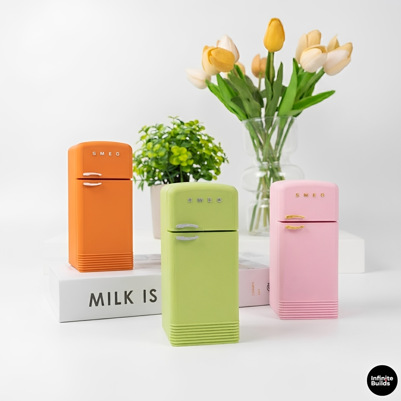Mini Retro Fridge 1950 | Scale 1:12 | 3D Printed PLA | Dollhouse Decor | Sonny Angel Display Fridge | Cute Mini Furniture