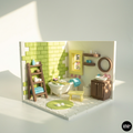 Smiski Bathroom DIY Miniature Kit 1:12 | Dollhouse Bathroom Scene | Mini Room Box Decor | Tiny Bathroom Display | Gift for Collectors