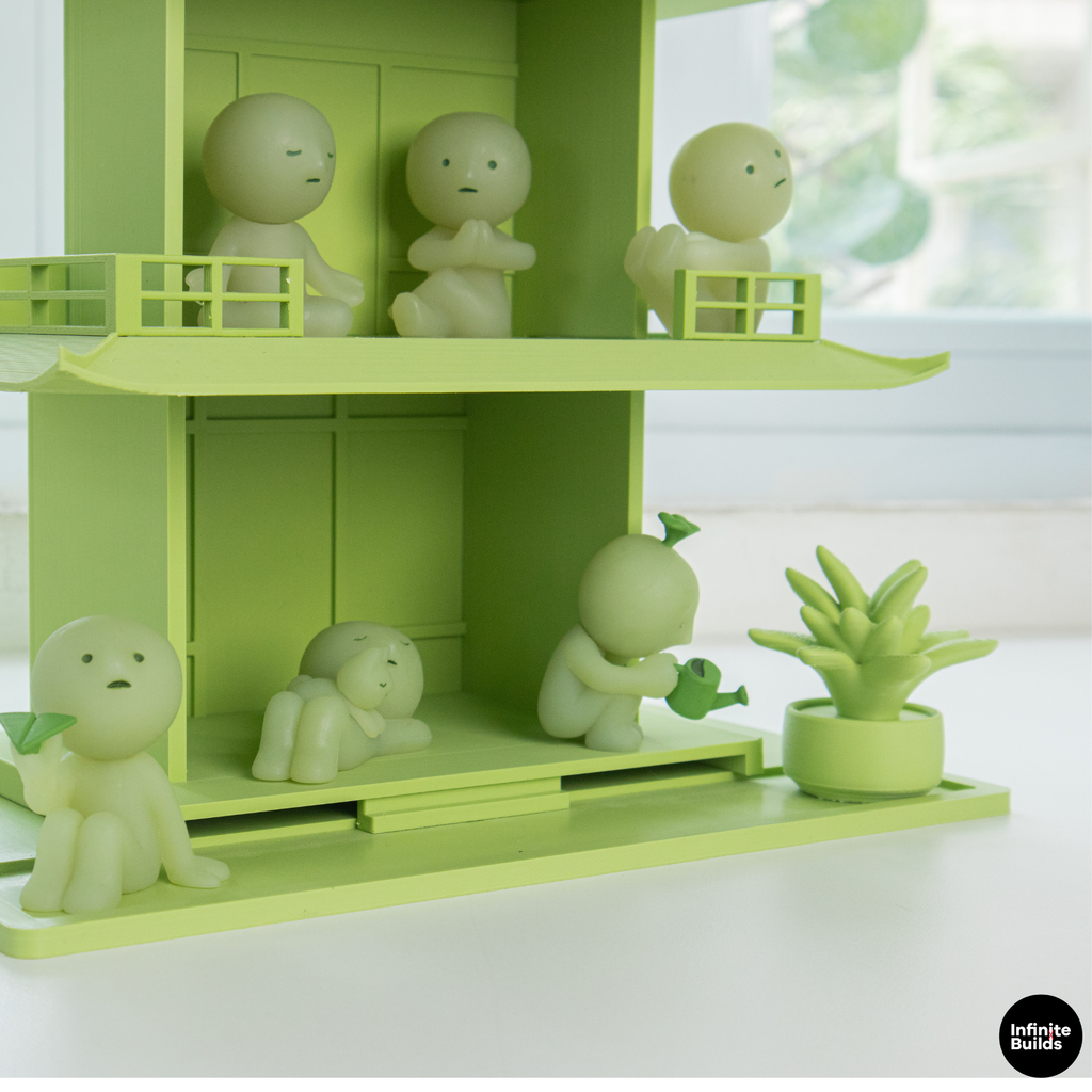 Smiski Tea House Shelf | Mini Japanese Pagoda Display | Dollhouse Decor | Desk Shelf for Mini Figures | Gift for Collectors