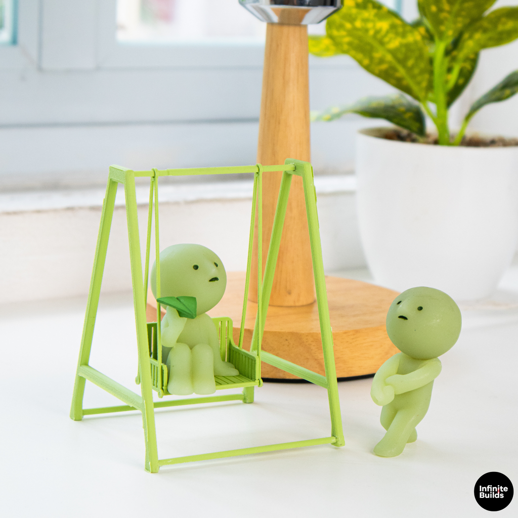 Smiski Swing Chair | Mini Dollhouse Swing | Tiny Garden Bench | Miniature Outdoor Furniture | Cute Display Decor