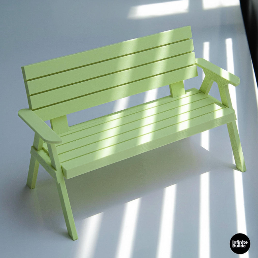 Miniature Bench for Dollhouse | 1:12 Scale Outdoor Garden Furniture | Pink & Brown Dollhouse Bench | Handmade 3D Printed Decor