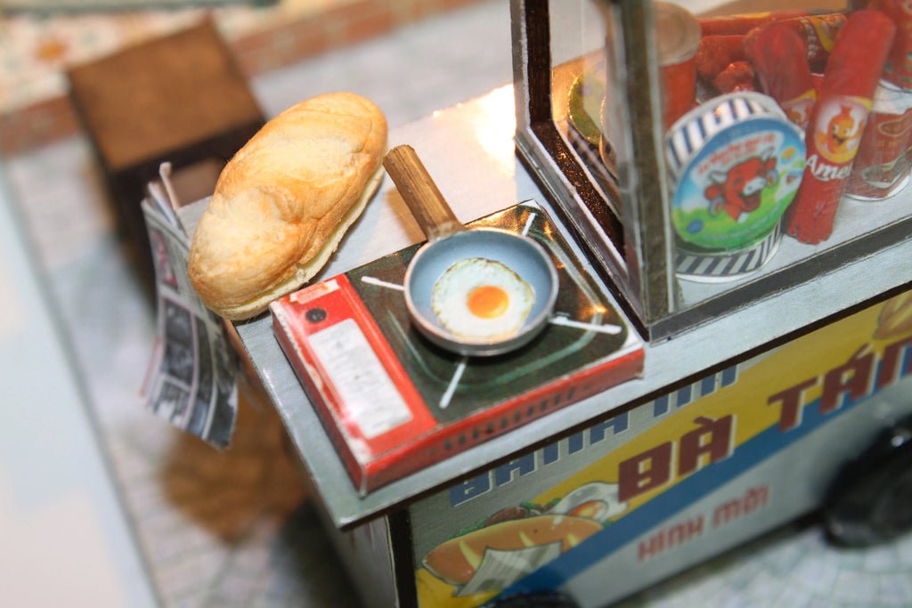 Combo Banh Mi Cart DIY Kit + Print Shop | 3D Wooden Puzzle | Travel Souvenir | Vietnam Collectible Set