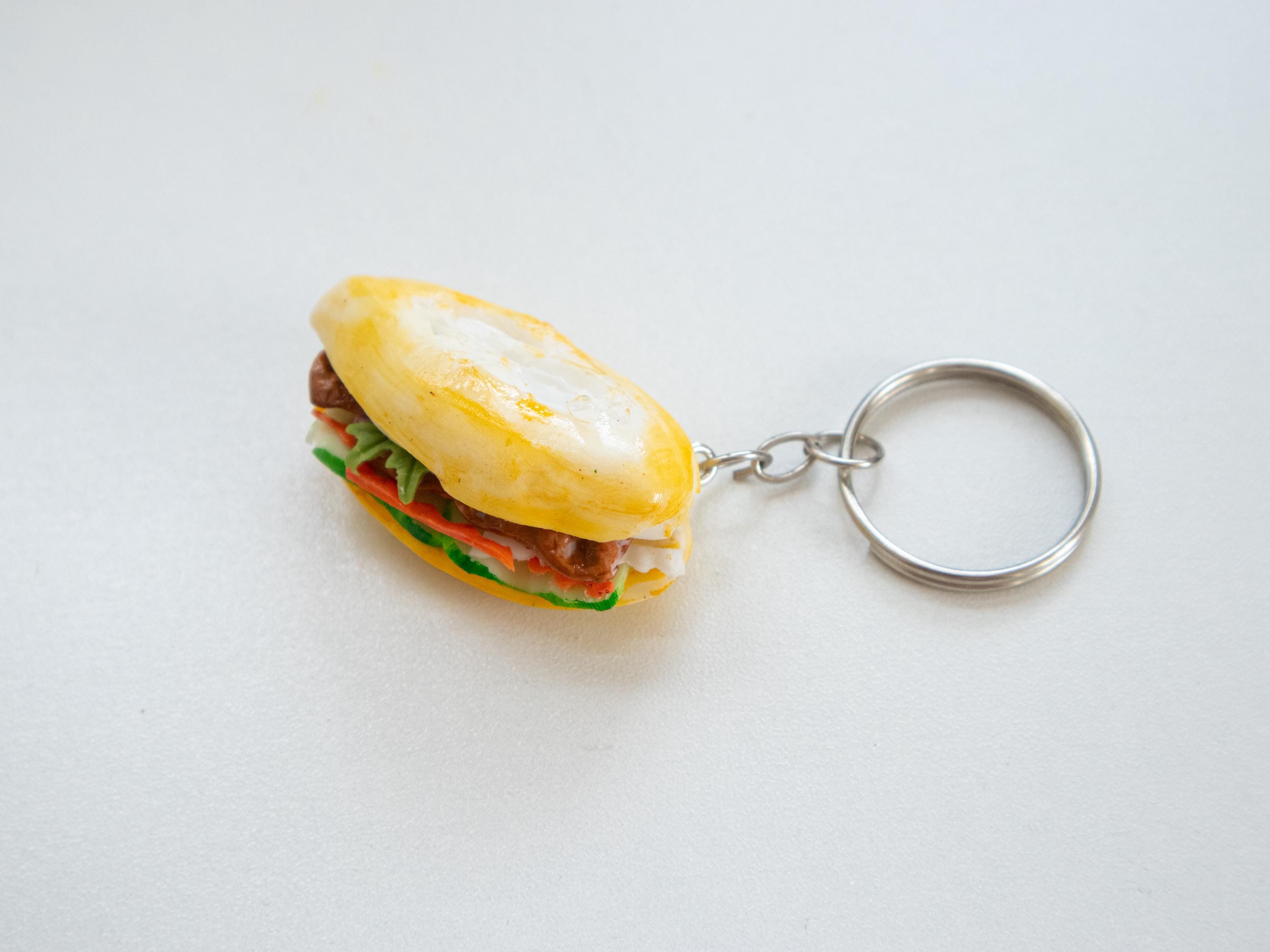 Mini Banh Mi Keychain: Handmade Polymer Clay Vietnamese Sandwich