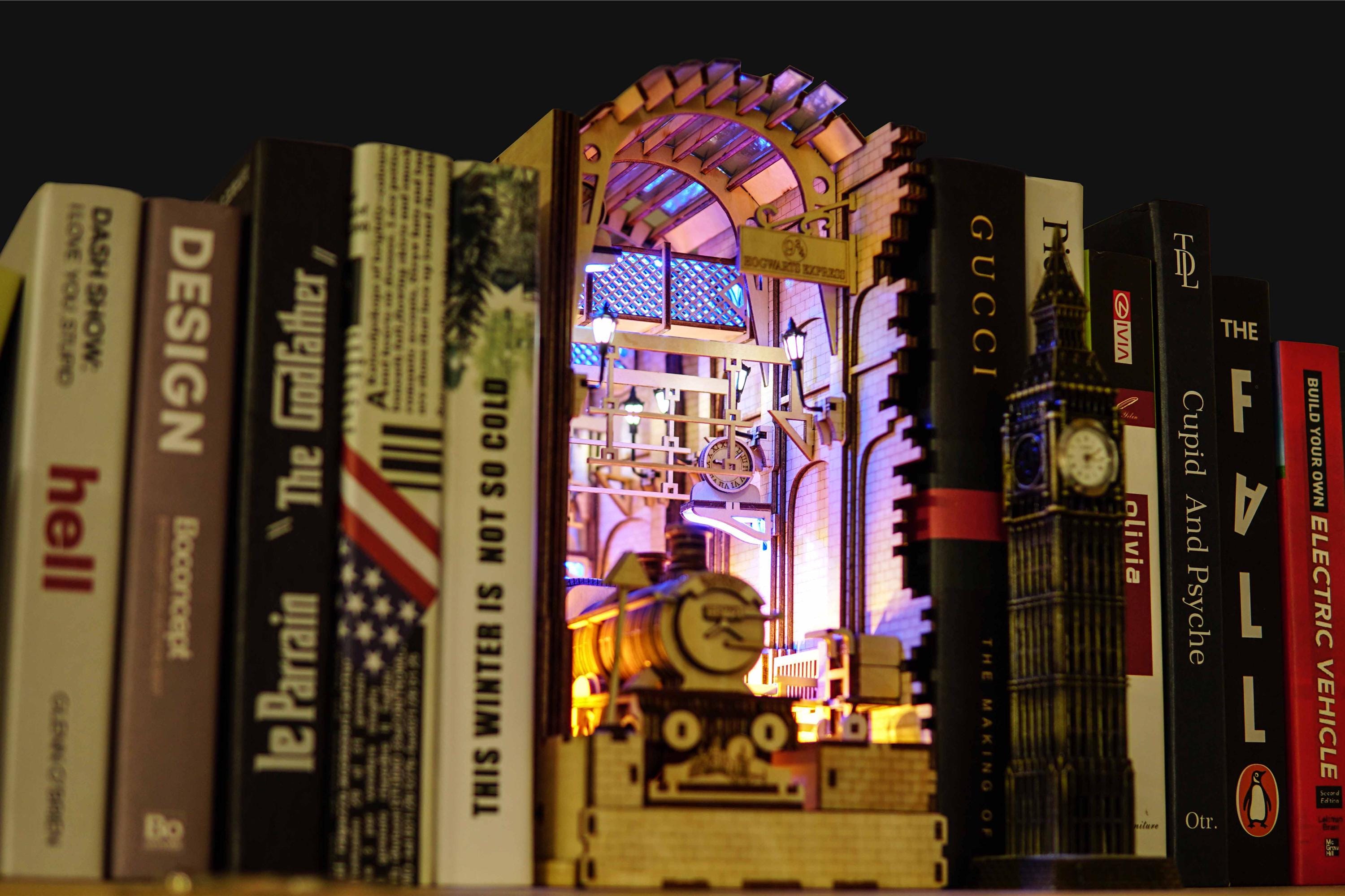 DIY King's Cross Book Nook Kit: Wooden 3D Puzzle with LED Lights