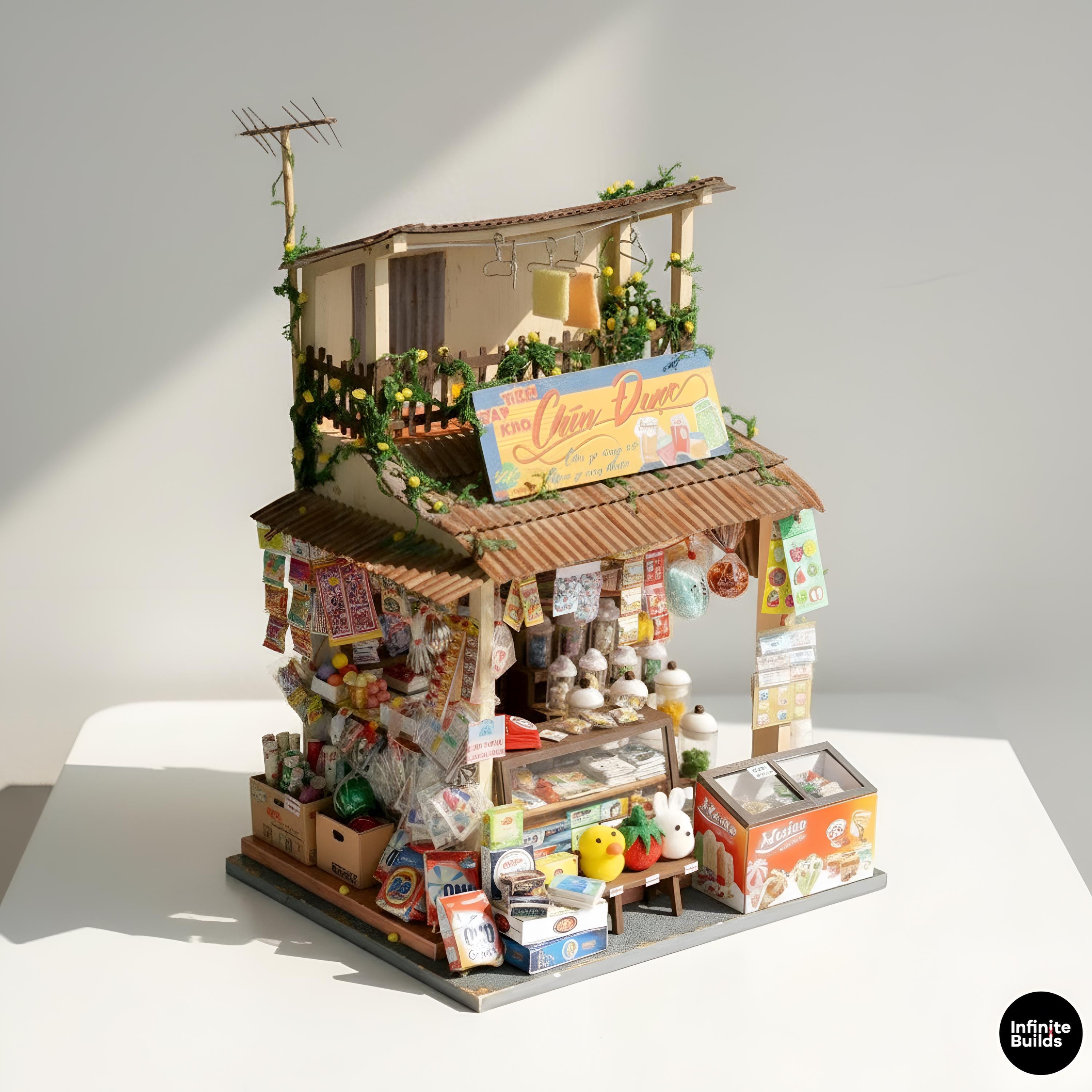 Miniature Vietnamese Convenience Store DIY Kit: Tiệm Sạp Khô Dollhouse Diorama