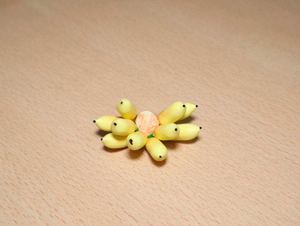 Handmade Miniature Banana Bunch: Polymer Clay Mini Food
