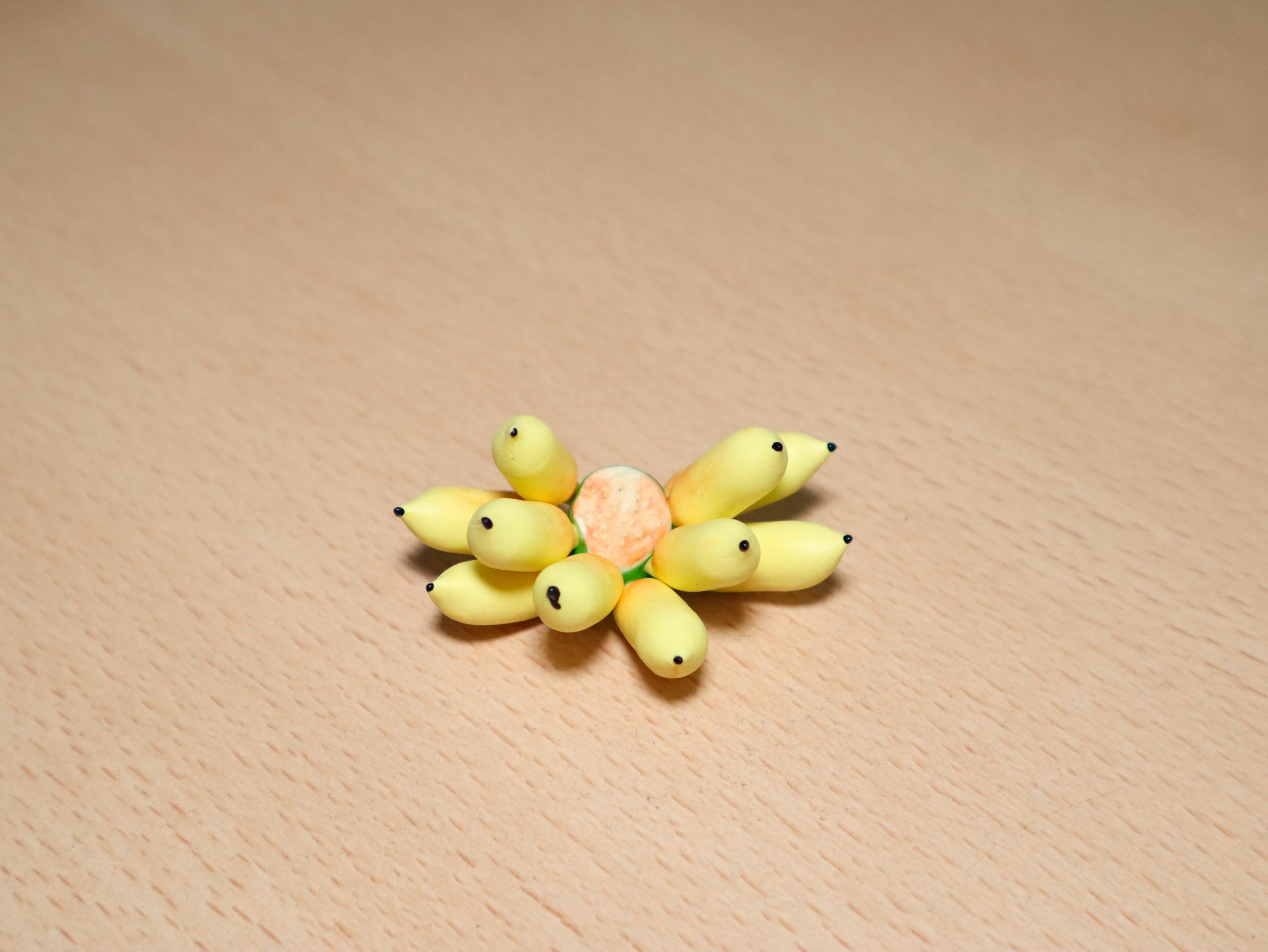 Handmade Miniature Banana Bunch: Polymer Clay Mini Food