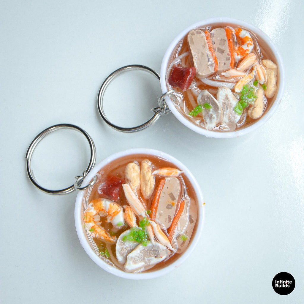 Mini Banh Canh Cua Keychain: Vietnamese Polymer Clay Food Charm
