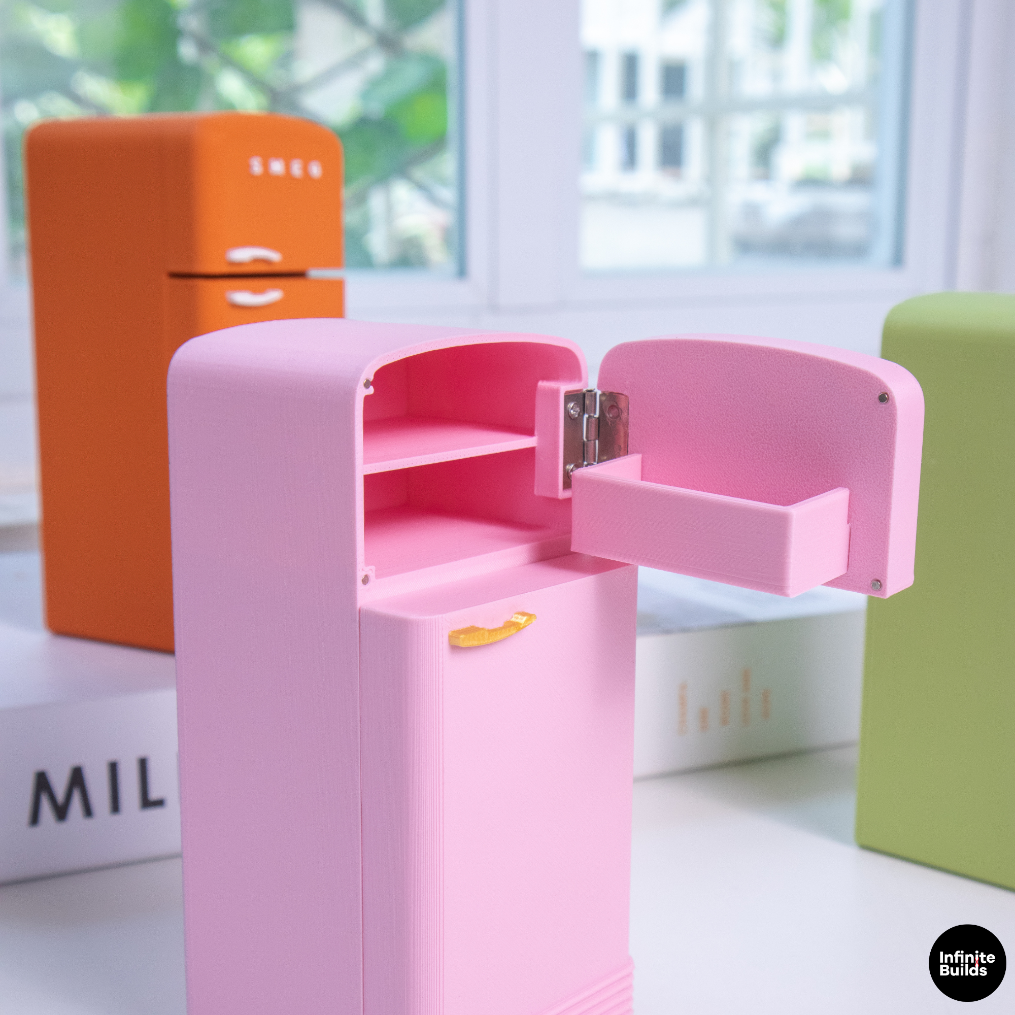 Mini Retro Fridge 1950 | Scale 1:12 | 3D Printed PLA | Dollhouse Decor | Sonny Angel Display Fridge | Cute Mini Furniture