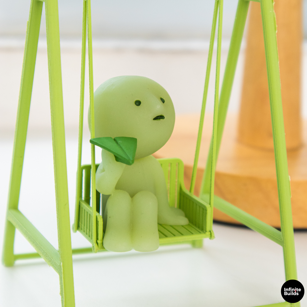 Smiski Swing Chair | Mini Dollhouse Swing | Tiny Garden Bench | Miniature Outdoor Furniture | Cute Display Decor