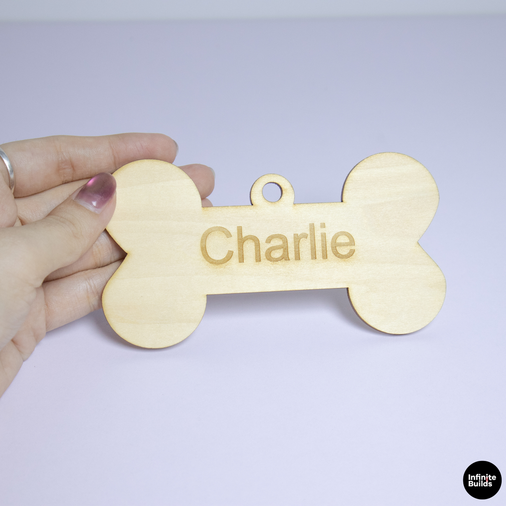 Personalized Wooden Dog Bone Tag