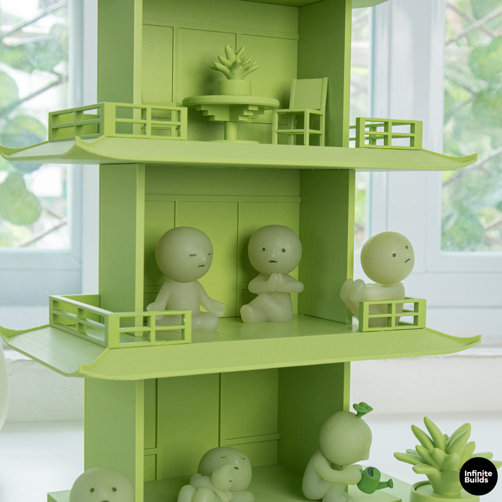 Smiski Tea House Shelf | Mini Japanese Pagoda Display | Dollhouse Decor | Desk Shelf for Mini Figures | Gift for Collectors