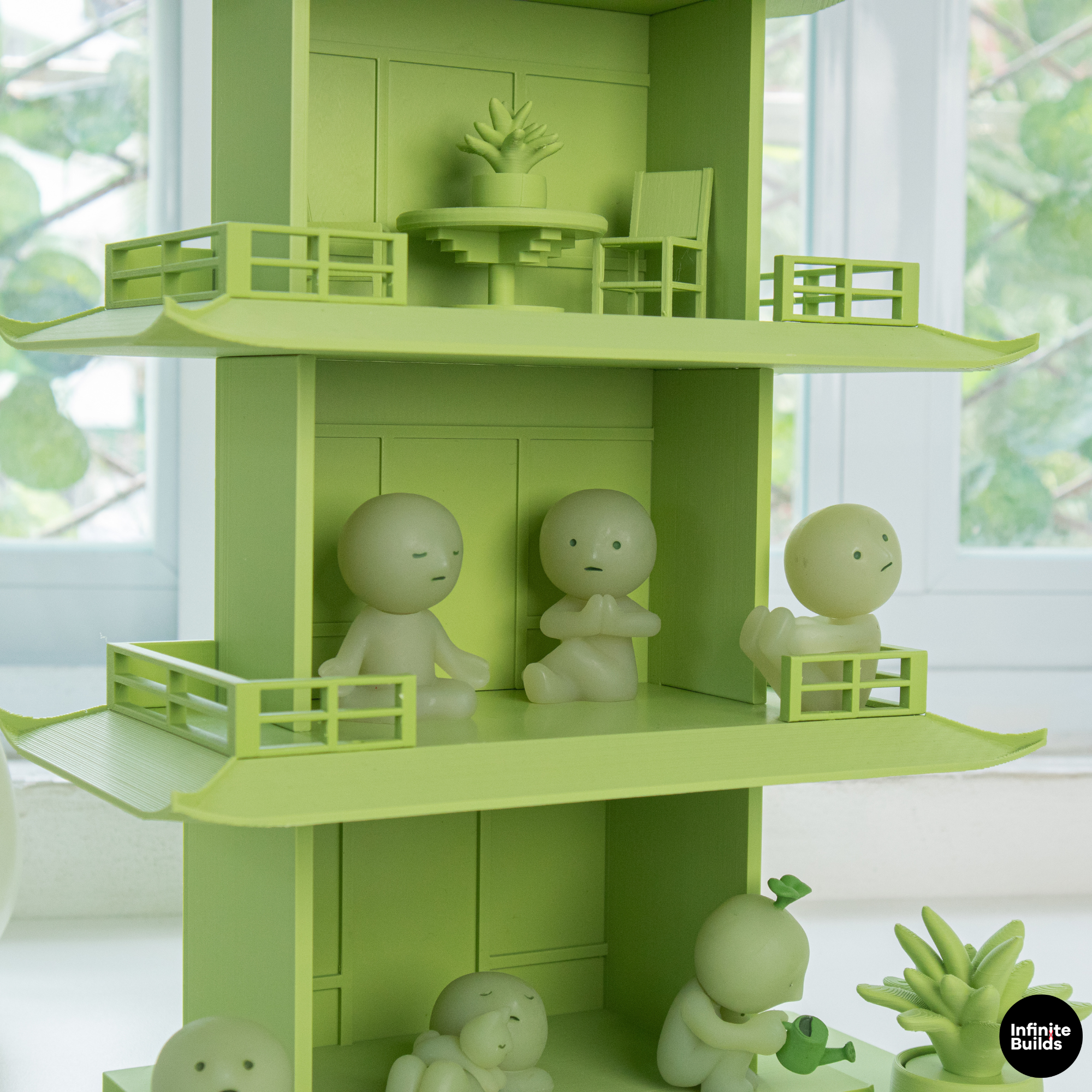 Smiski Tea House Shelf | Mini Japanese Pagoda Display | Dollhouse Decor | Desk Shelf for Mini Figures | Gift for Collectors