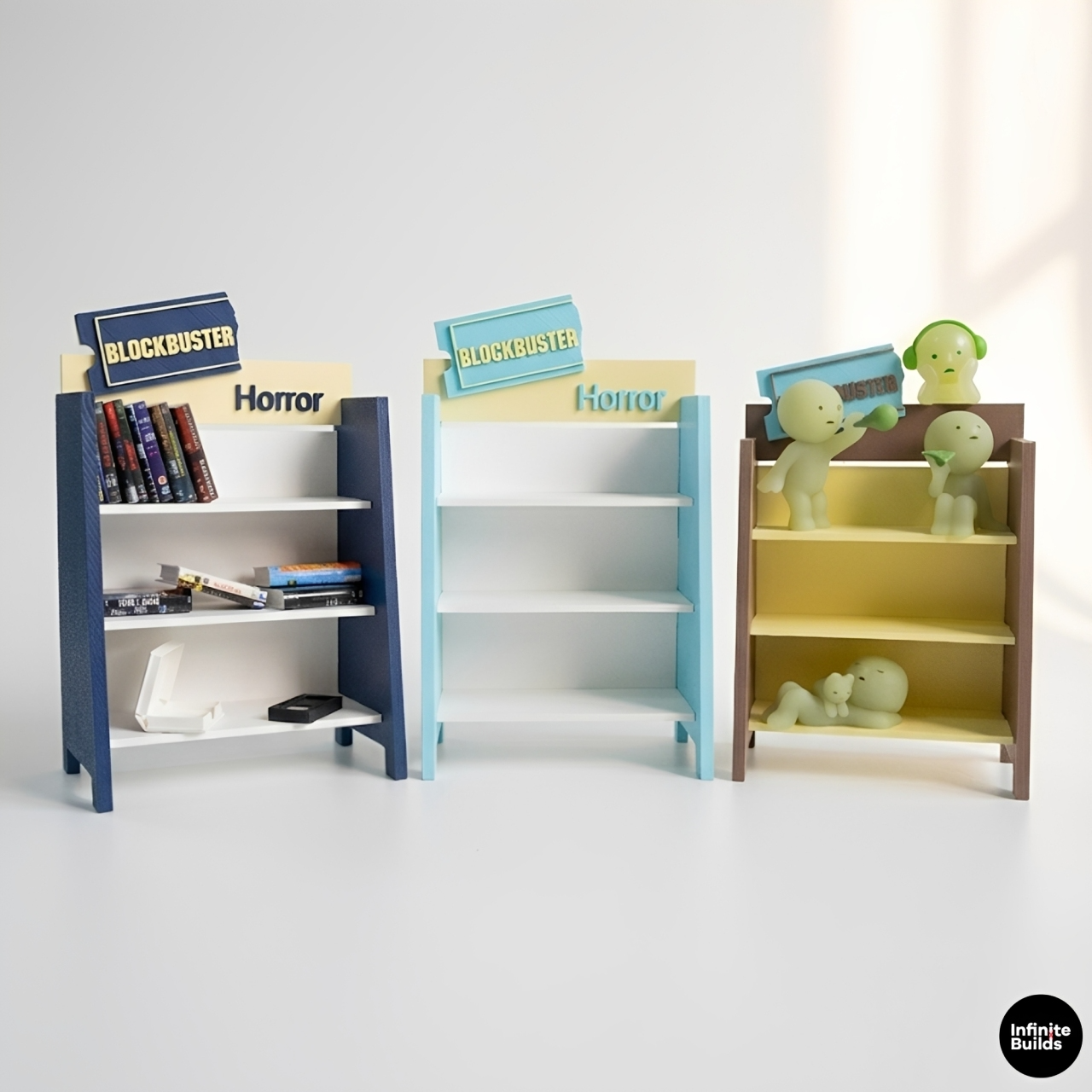 Mini VHS Display Shelf 1:12 | Retro Video Store Stand | Blockbuster Style Decor | Mini Movie Shelf | Collector Gift