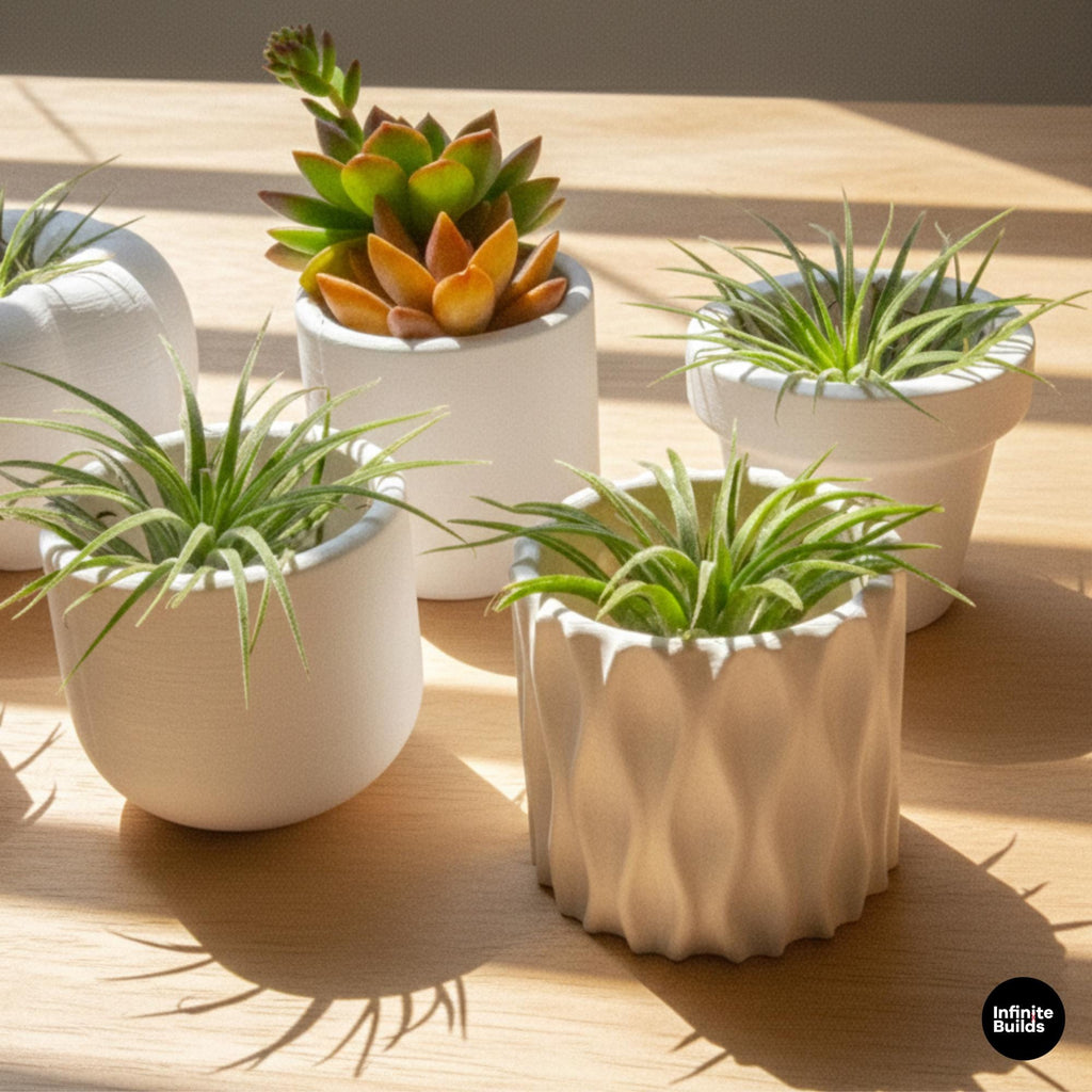 Bulb Round Plant Pot 3D Printed | Large Bulb Planter | Minimalist Succulent Pot | Modern Round Planter | Desk & Shelf Decor