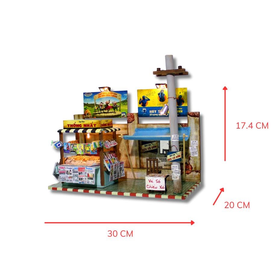Vietnam Vintage Newspaper Stand DIY Miniature Kit | Sạp báo Sài Gòn