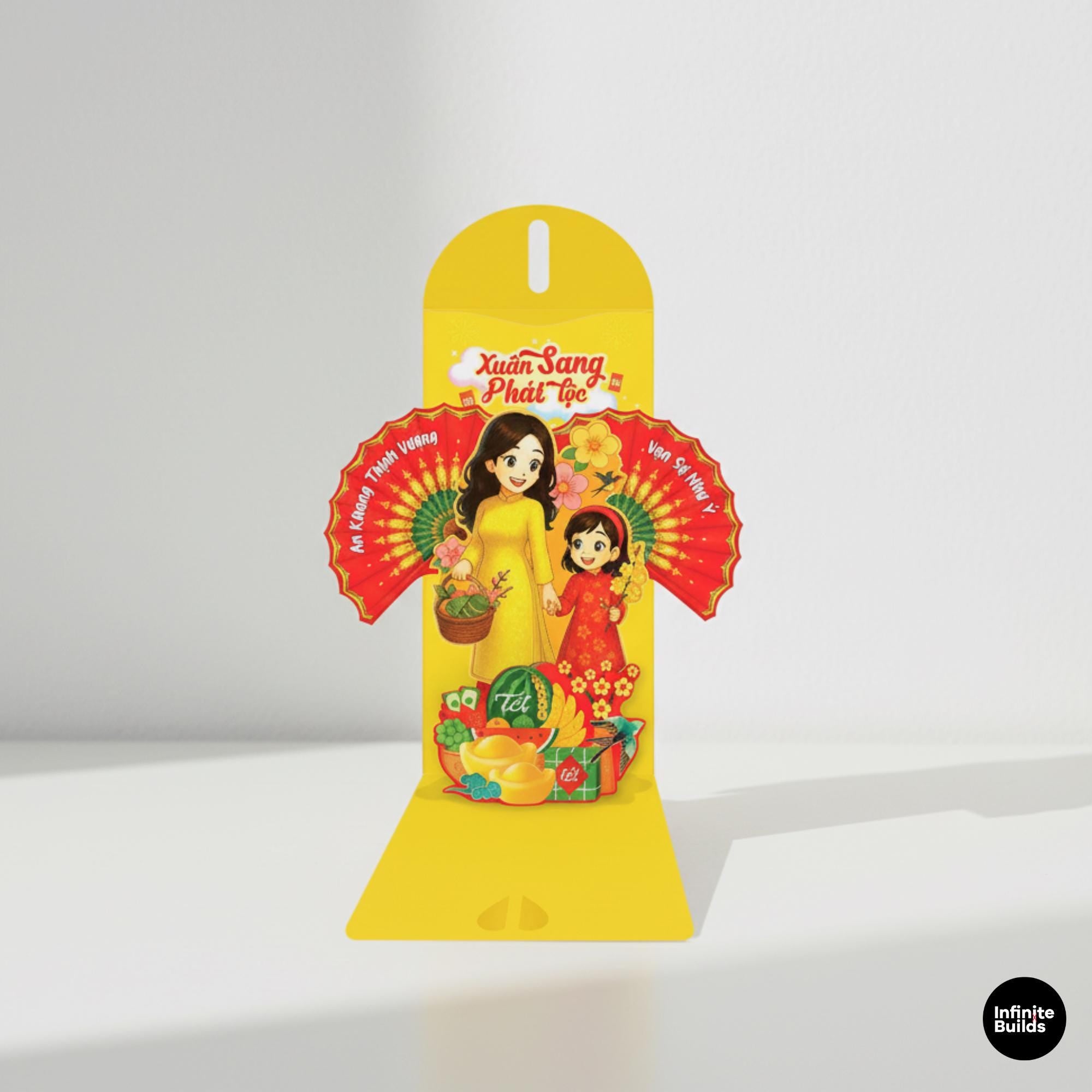 Assorted Vietnamese 3D Pop Up Red Envelopes Set of 6 | Mixed Lunar New Year Lì Xì Collection | Tết Lucky Money Decor