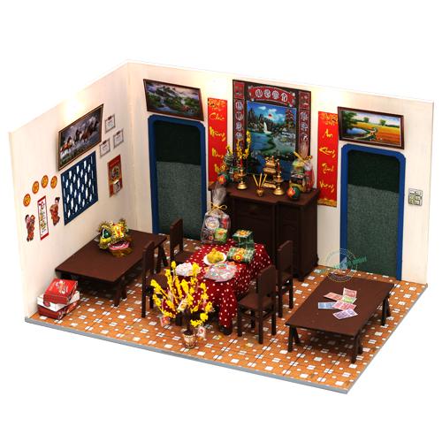 Miniature Vietnamese New Year Indoor DIY Kit | Vietnamese Dollhouse | Lunar New Year Gift | Mô Hình Tết Sum Vầy | Make Your Own Dollhouse