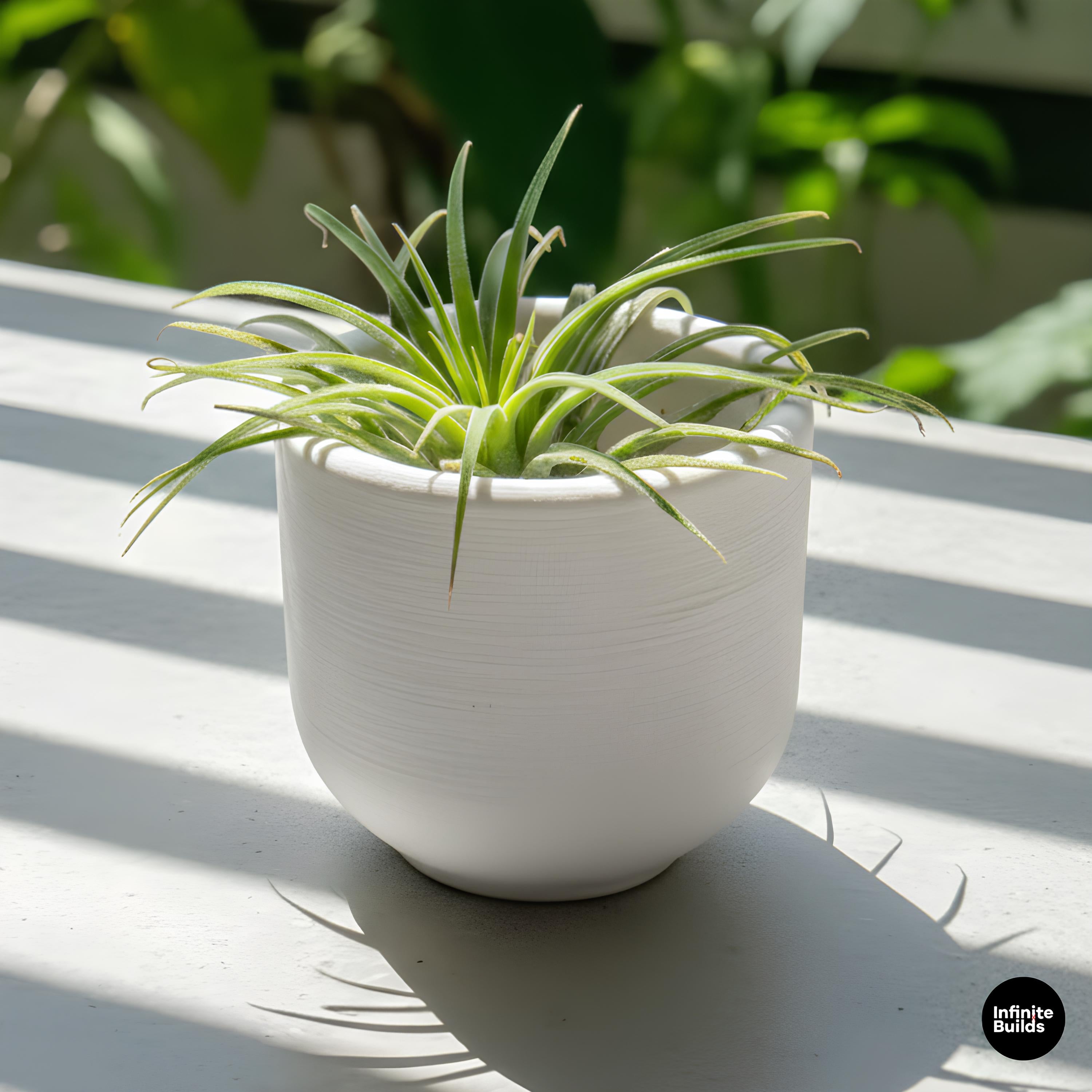 3D Printed Round Cup Plant Pot | Minimalist White Planter 2.4 Inches | Small Desk Pot for Air Plant & Succulent