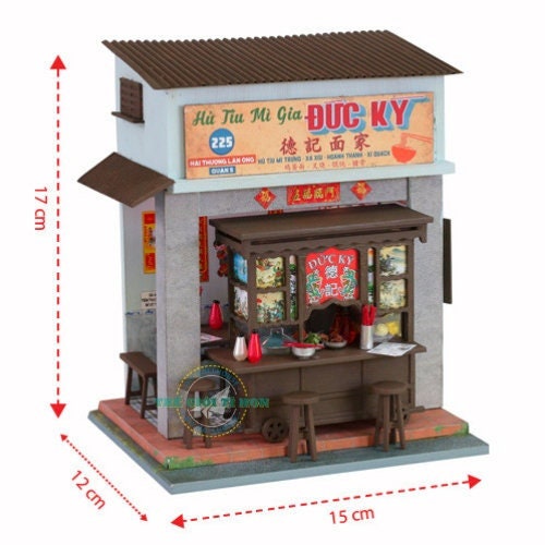 Vintage Vietnamese Noodle Shop DIY Kit | 3D Wood Puzzle | Travel Souvenir | Vietnam Collectible Set