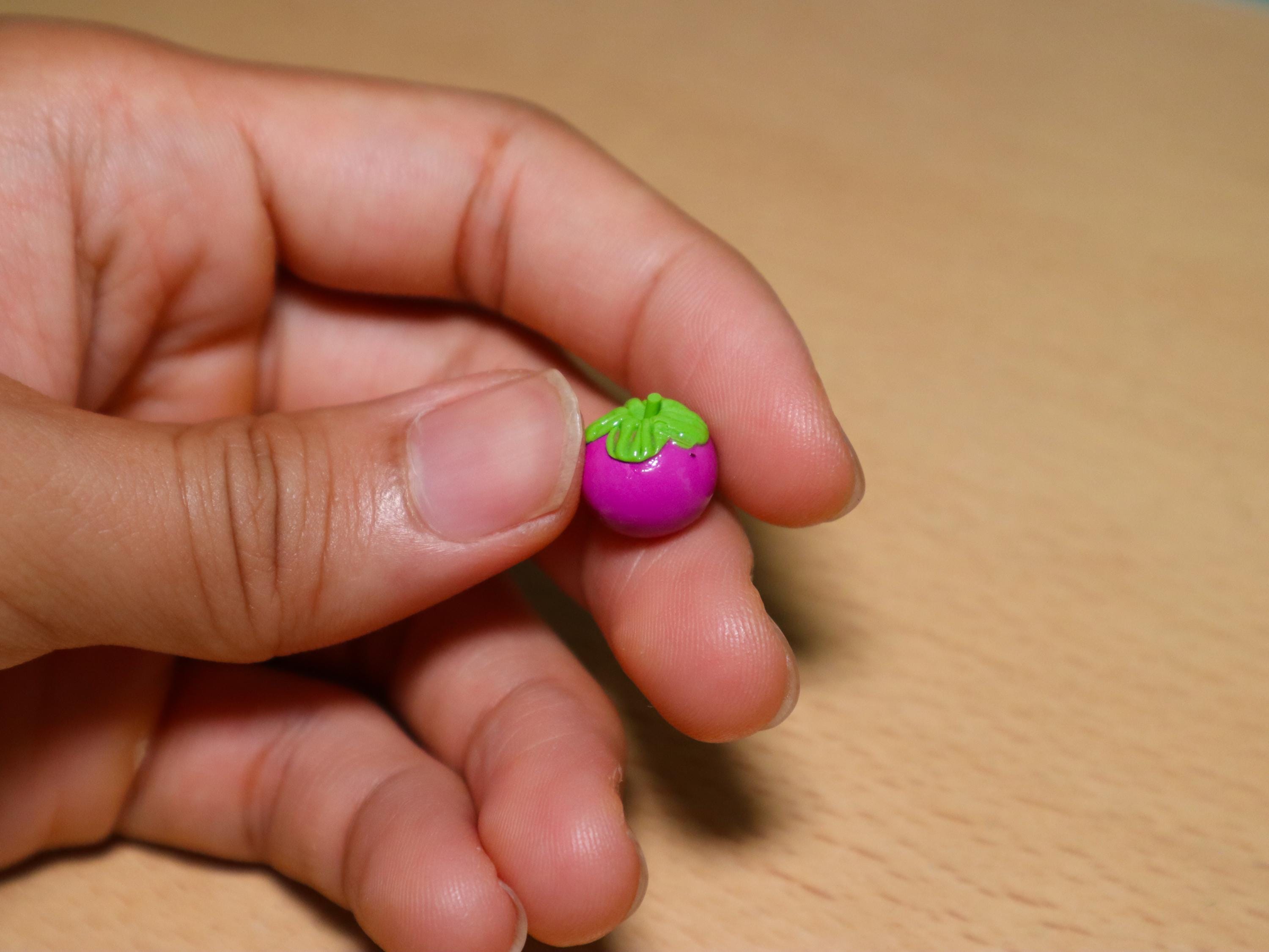 Miniature Mangosteen | Set of 2 | Clay Mini Food | Handmade Tiny Fruit | Asian Fruit | Clay Art | Viet Mangosteen | Cute Food | Cute Mini