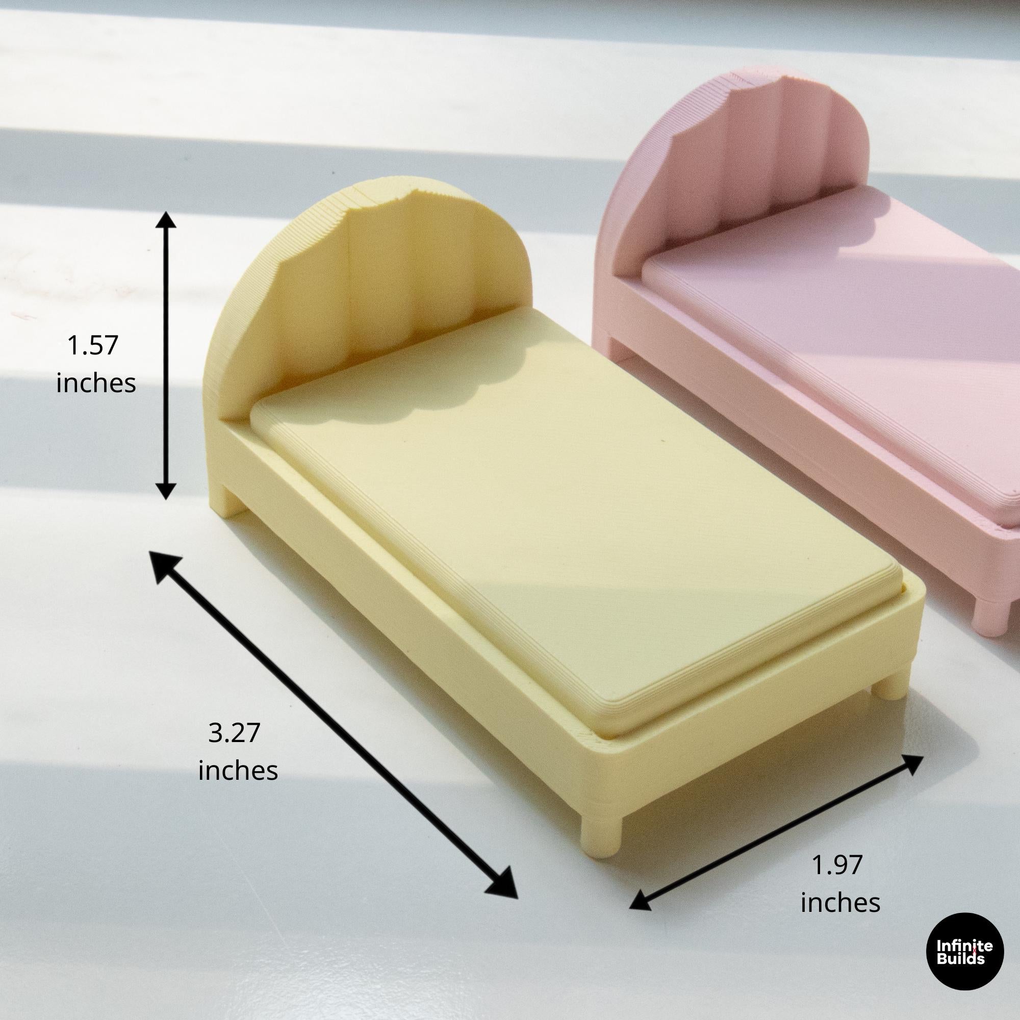 Smiski Mini Bed | 1:12 Scale 3D Printed Miniature Bed | Smiski Display Furniture | Desk Decor Gift for Smiski Collectors