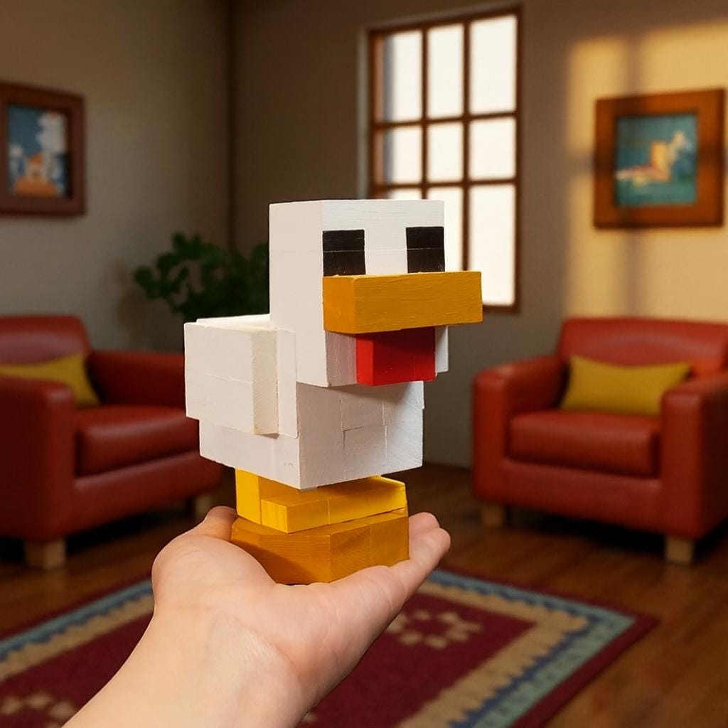 Minecraft Wooden Chicken Model & DIY Painting Kit | Handmade Pixel Art Wood Toy, Collectible Gift, Kids Craft Activity