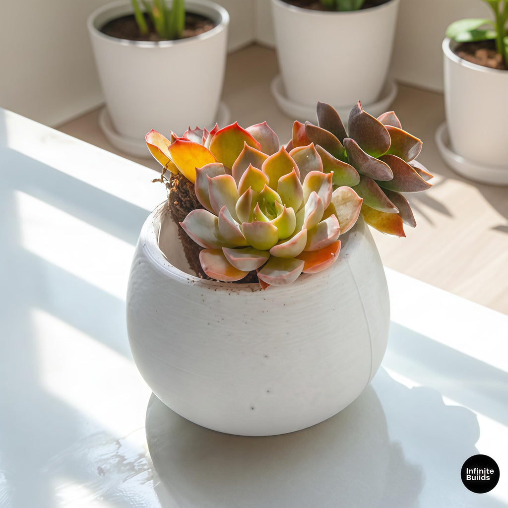 Bulb Round Plant Pot 3D Printed | Large Bulb Planter | Minimalist Succulent Pot | Modern Round Planter | Desk & Shelf Decor