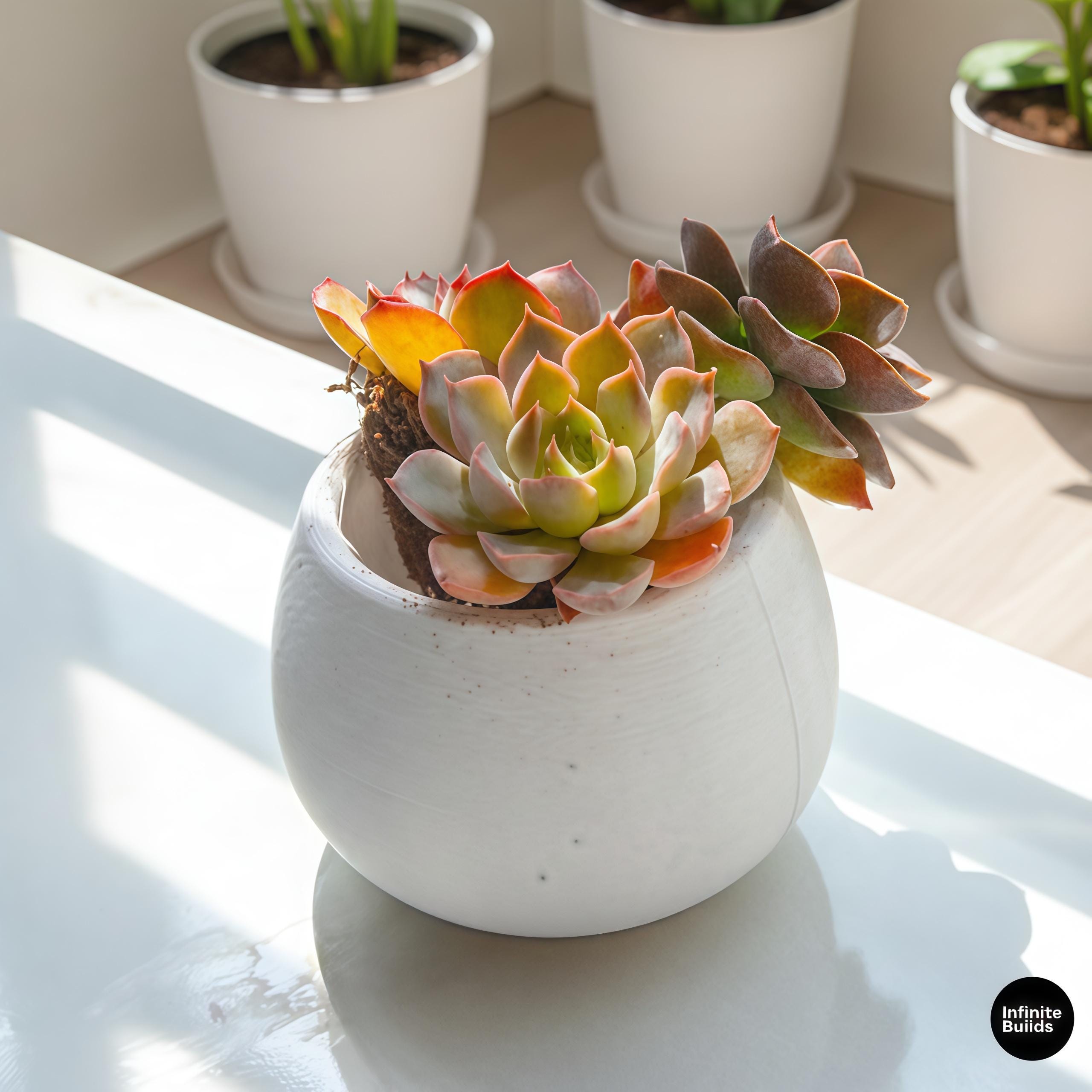 Bulb Round Plant Pot 3D Printed | Large Bulb Planter | Minimalist Succulent Pot | Modern Round Planter | Desk & Shelf Decor