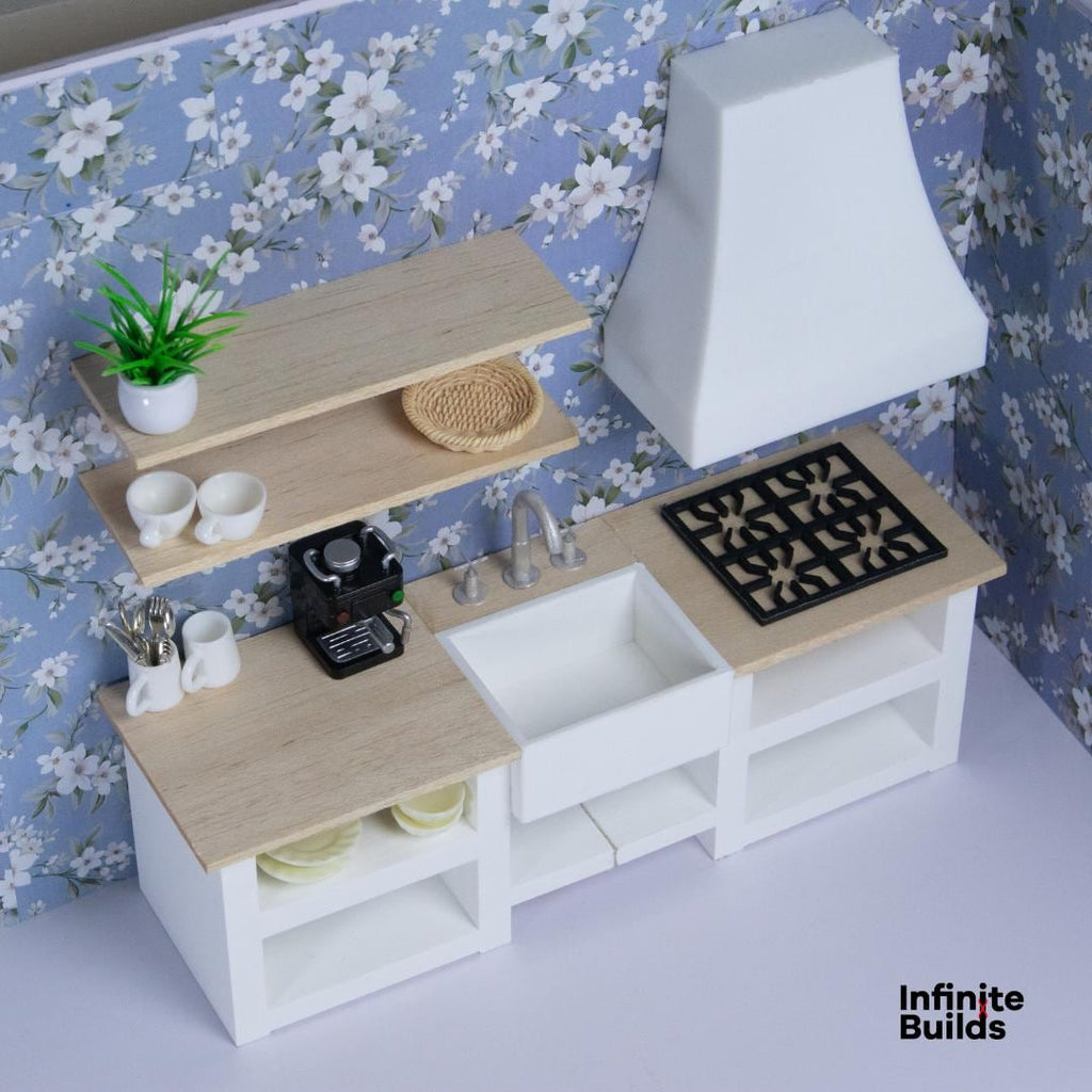 Modern Miniature Kitchen Set | Dollhouse Kitchen | 1:12 Scale