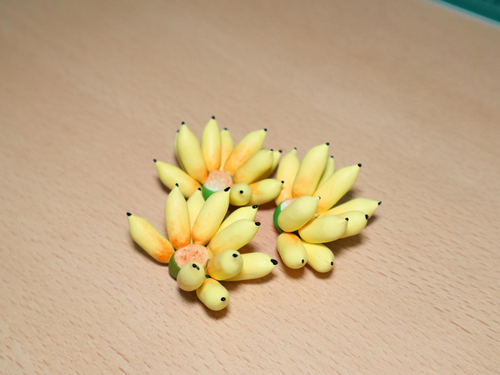 Handmade Miniature Banana Bunch: Polymer Clay Mini Food