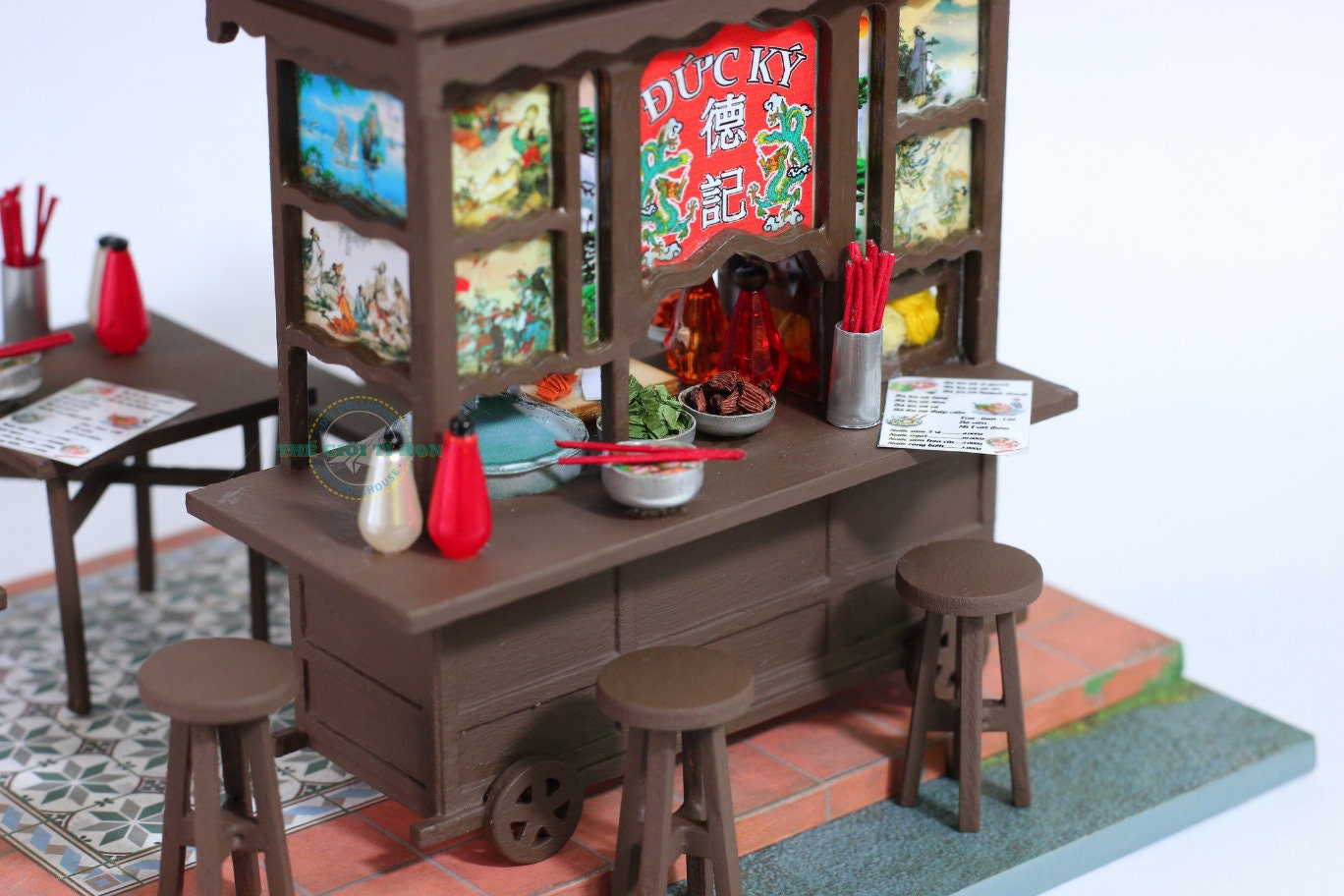 Vintage Vietnamese Noodle Shop DIY Kit | 3D Wood Puzzle | Travel Souvenir | Vietnam Collectible Set